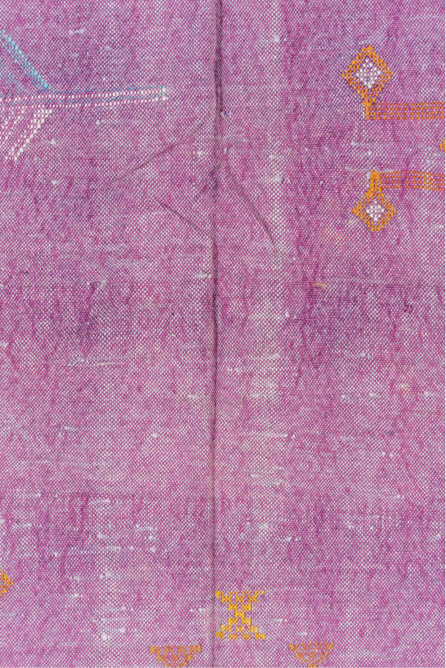 4' x 7' one-of-a-kind handmade vintage Cactus Kilim rug. Color palette: off-white, light gray, gray, pink, purple, brown