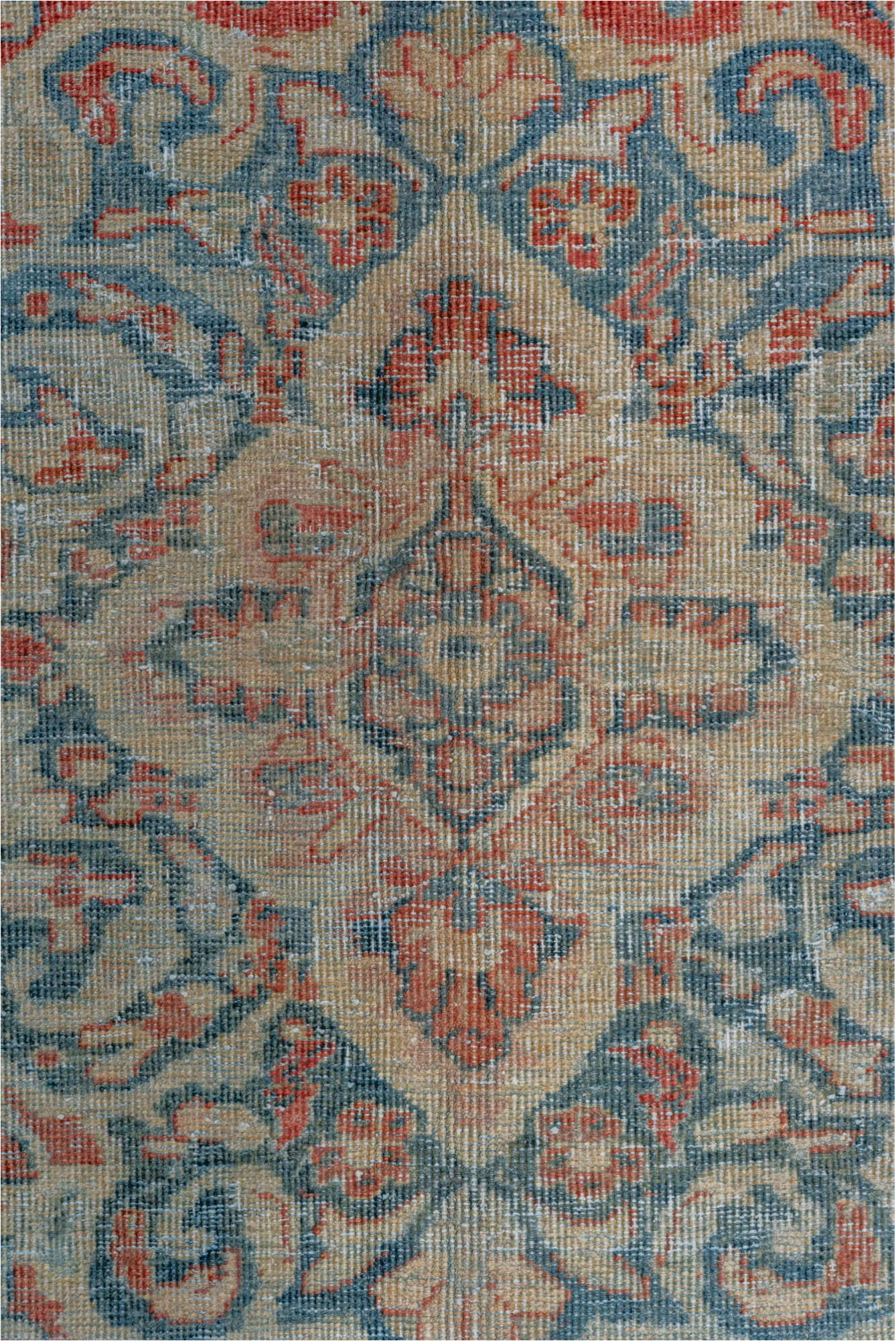 10' x 13' one-of-a-kind handmade vintage Mahal large size rug. Color palette: blue, brown, dark gray, gray, light gray