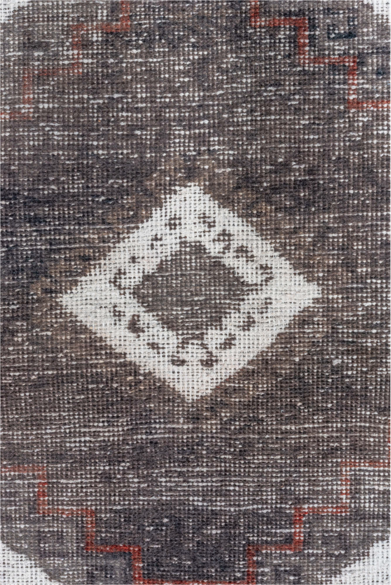 2' x 13' one-of-a-kind handmade vintage Oushak runner rug. Color palette: gray, light gray, off-white, pink, snow, white