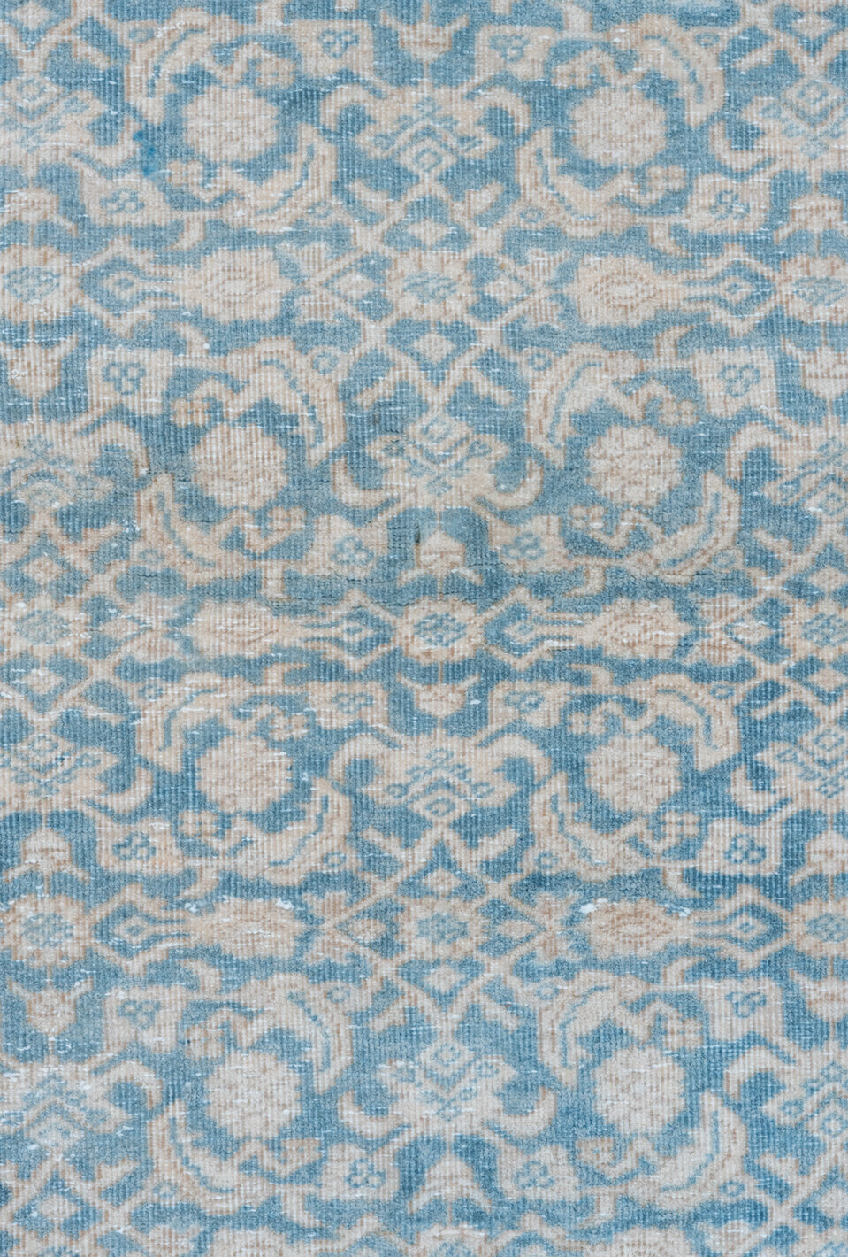 3' x 8' one-of-a-kind handmade vintage Tabriz runner rug. Color palette: gray, light gray, off-white, pink, light blue