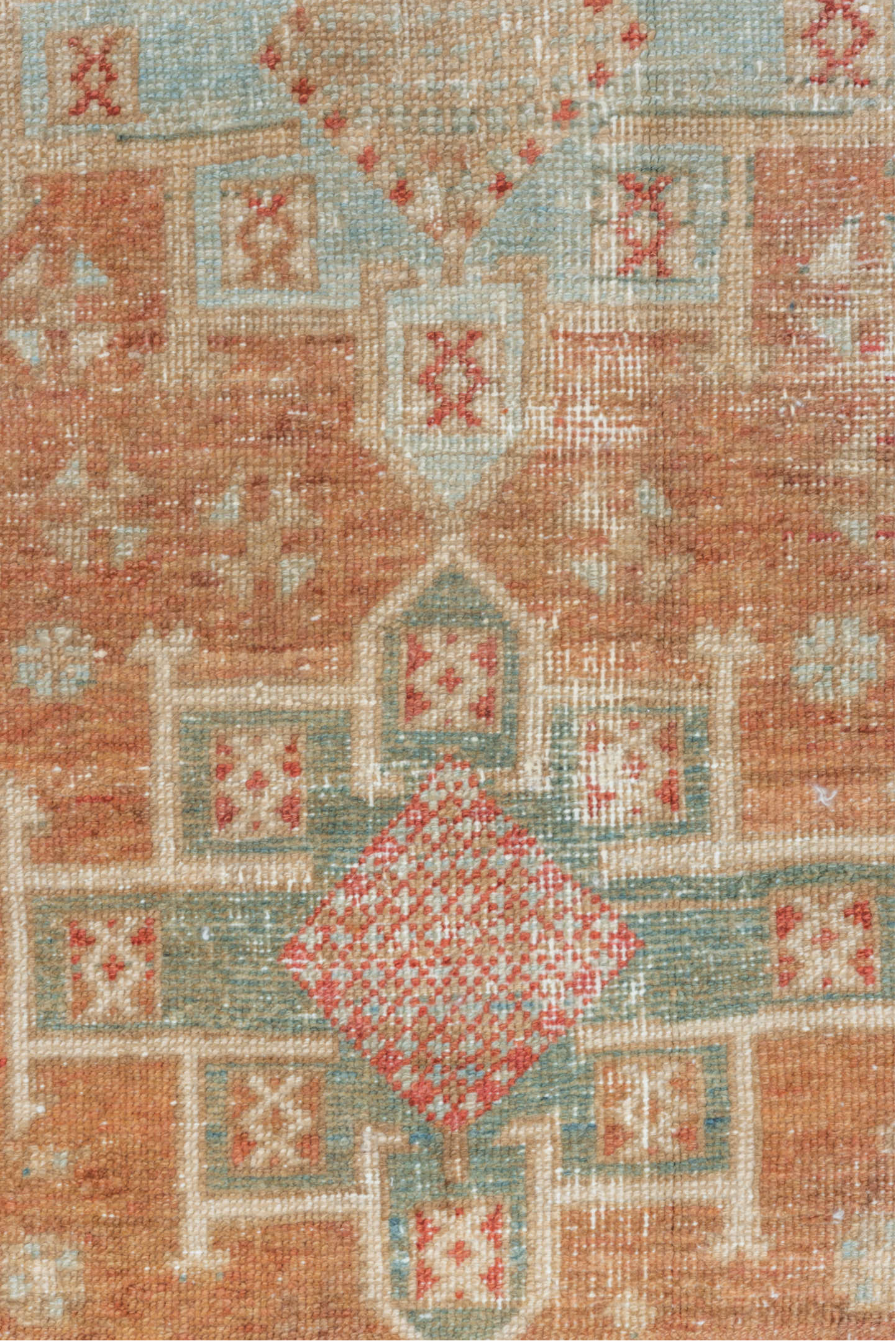 3' x 5' one-of-a-kind handmade vintage Heriz small size rug. Color palette: gray, light gray, brown, off-white, red