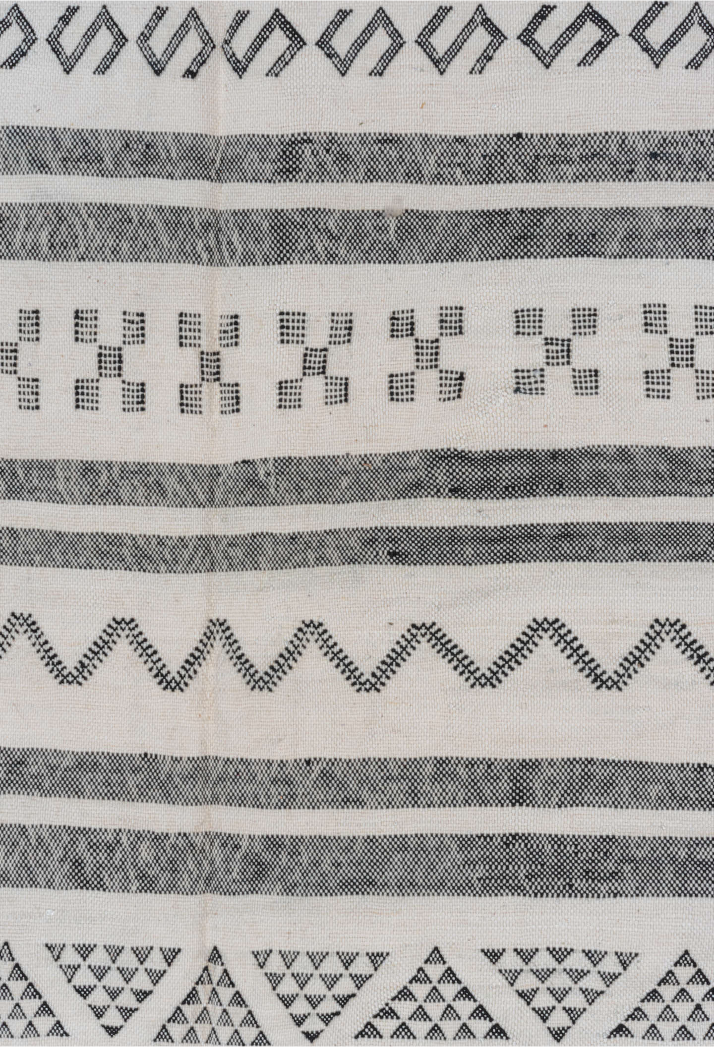 6' x 9' one-of-a-kind handmade vintage Cactus Kilim medium size rug. Color palette: gray, light gray, blue, black, off-white