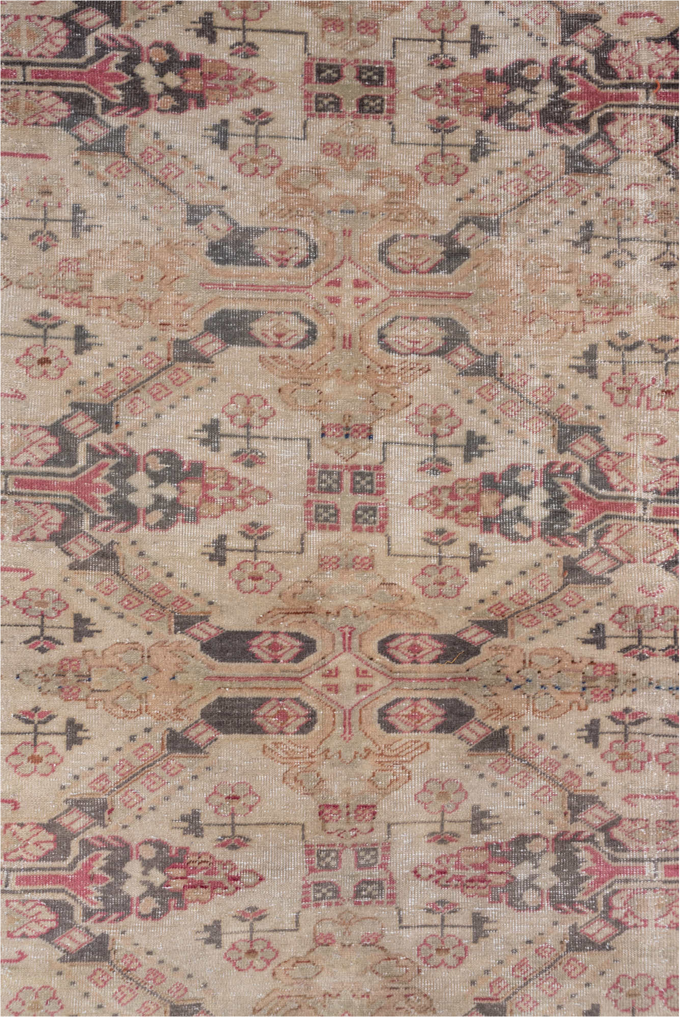 6' x 9' one-of-a-kind handmade vintage Sivas medium size rug. Color palette: brown, dark gray, dim gray, gray, light gray