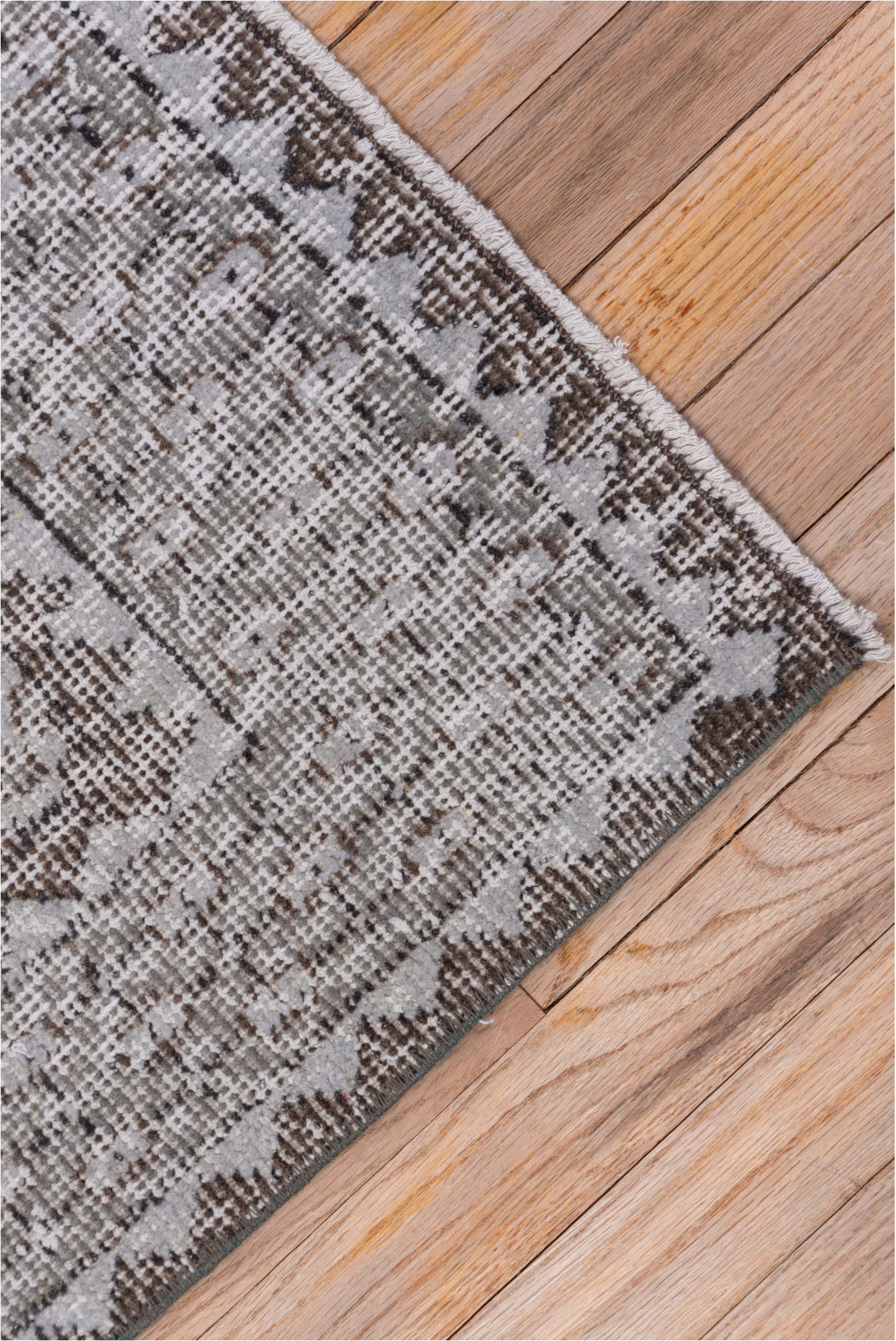 3' x 6' one-of-a-kind handmade vintage Overdyed small size rug. Color palette: black, blue, dark gray, dim gray, gainsboro