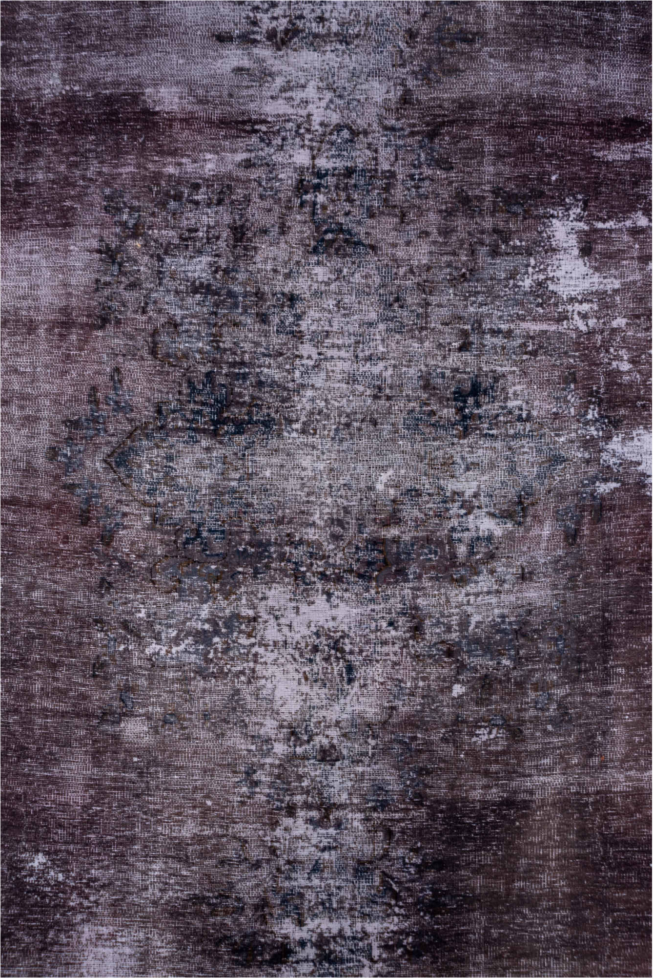 9' x 13' one-of-a-kind handmade vintage Distressed large size rug. Color palette: blue, dim gray, gray, light blue