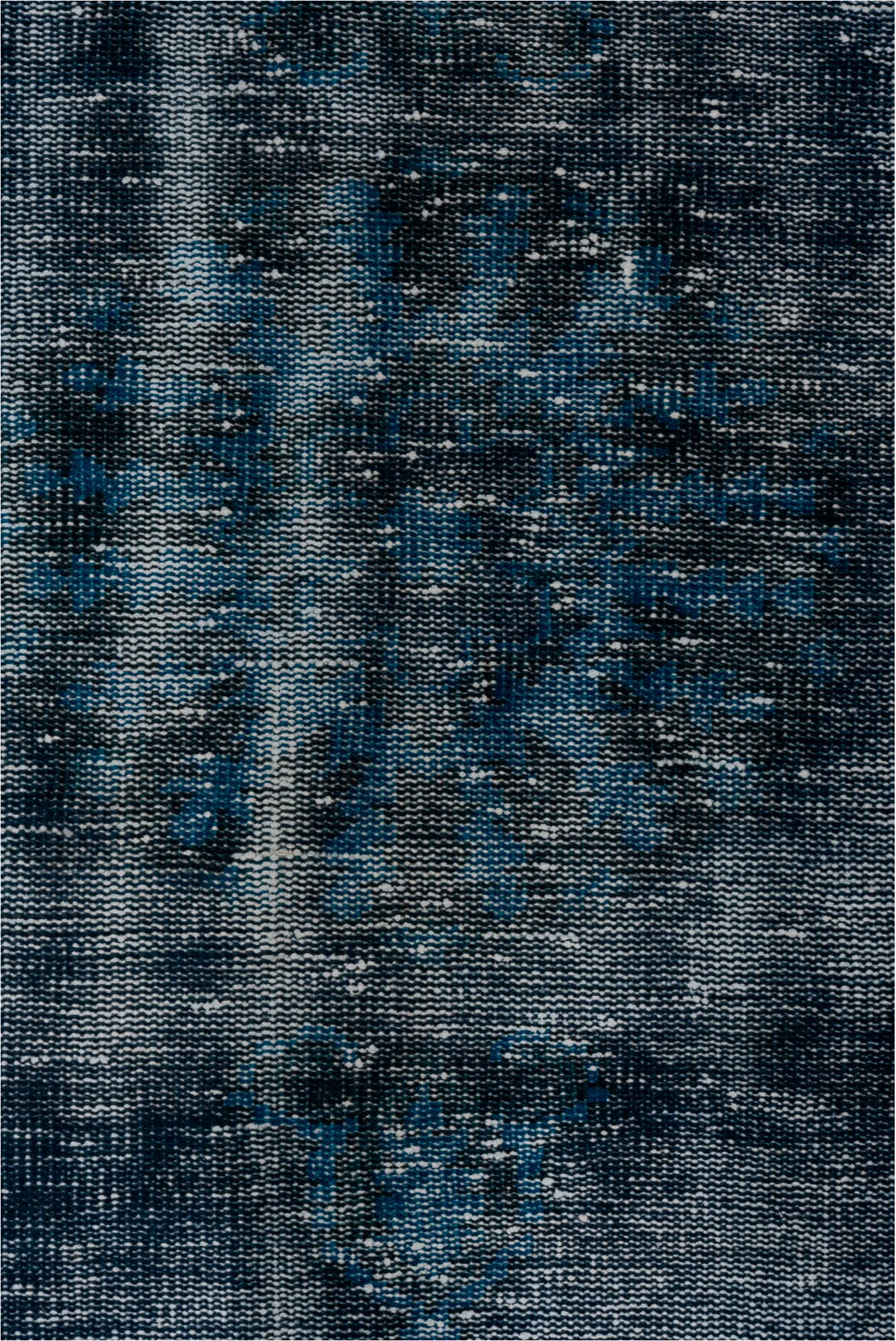 3' x 6' one-of-a-kind handmade vintage Overdyed small size rug. Color palette: arapawa, blue, gray, light blue, light gray