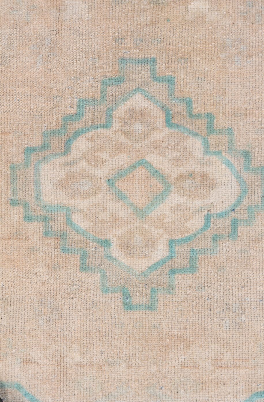 2' x 4' one-of-a-kind handmade vintage Oushak small size rug. Color palette: gray, light gray, off-white, pink, blue, brown