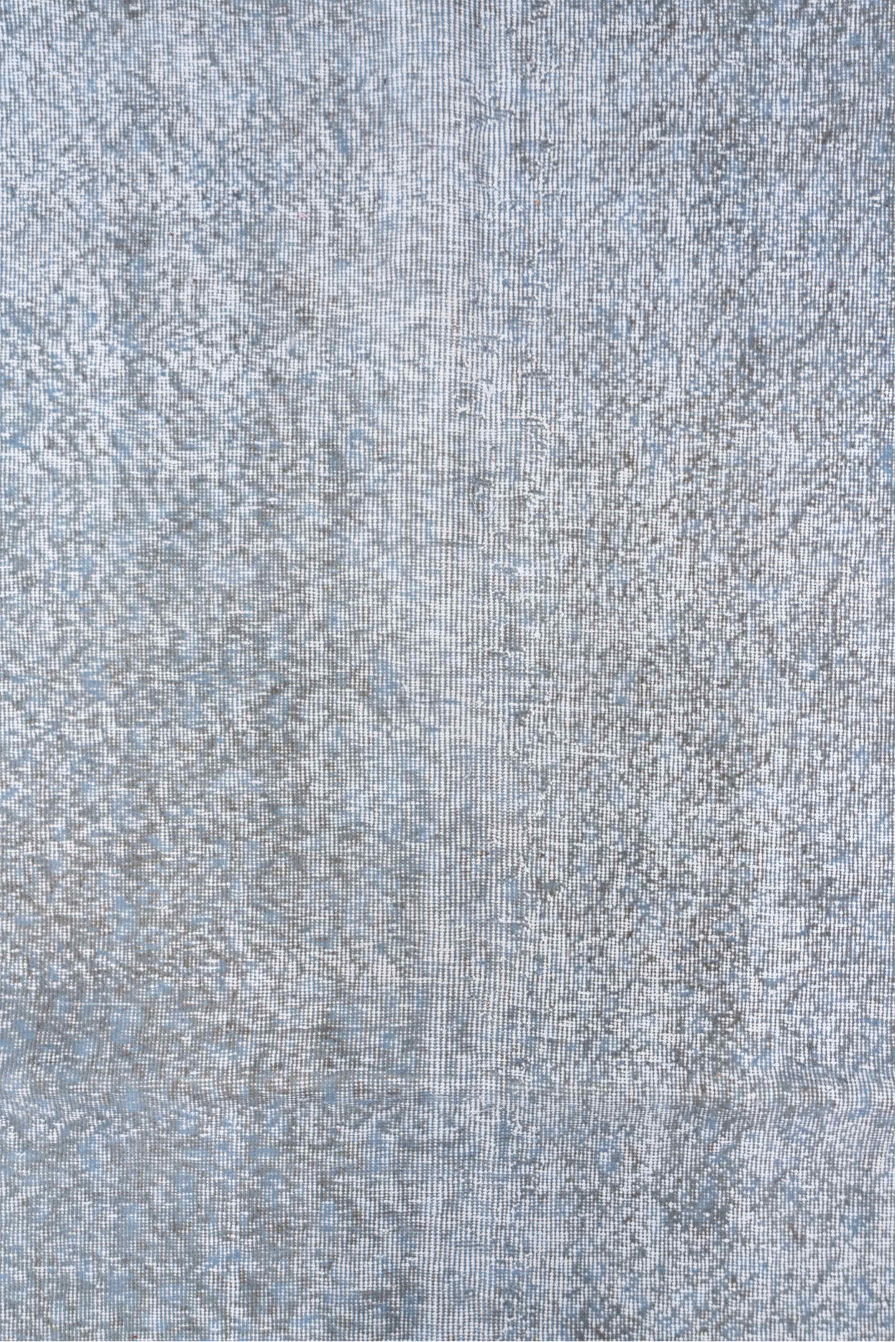 6' x 9' one-of-a-kind handmade vintage Overdyed medium size rug. Color palette: off-white, gray, light gray, light blue