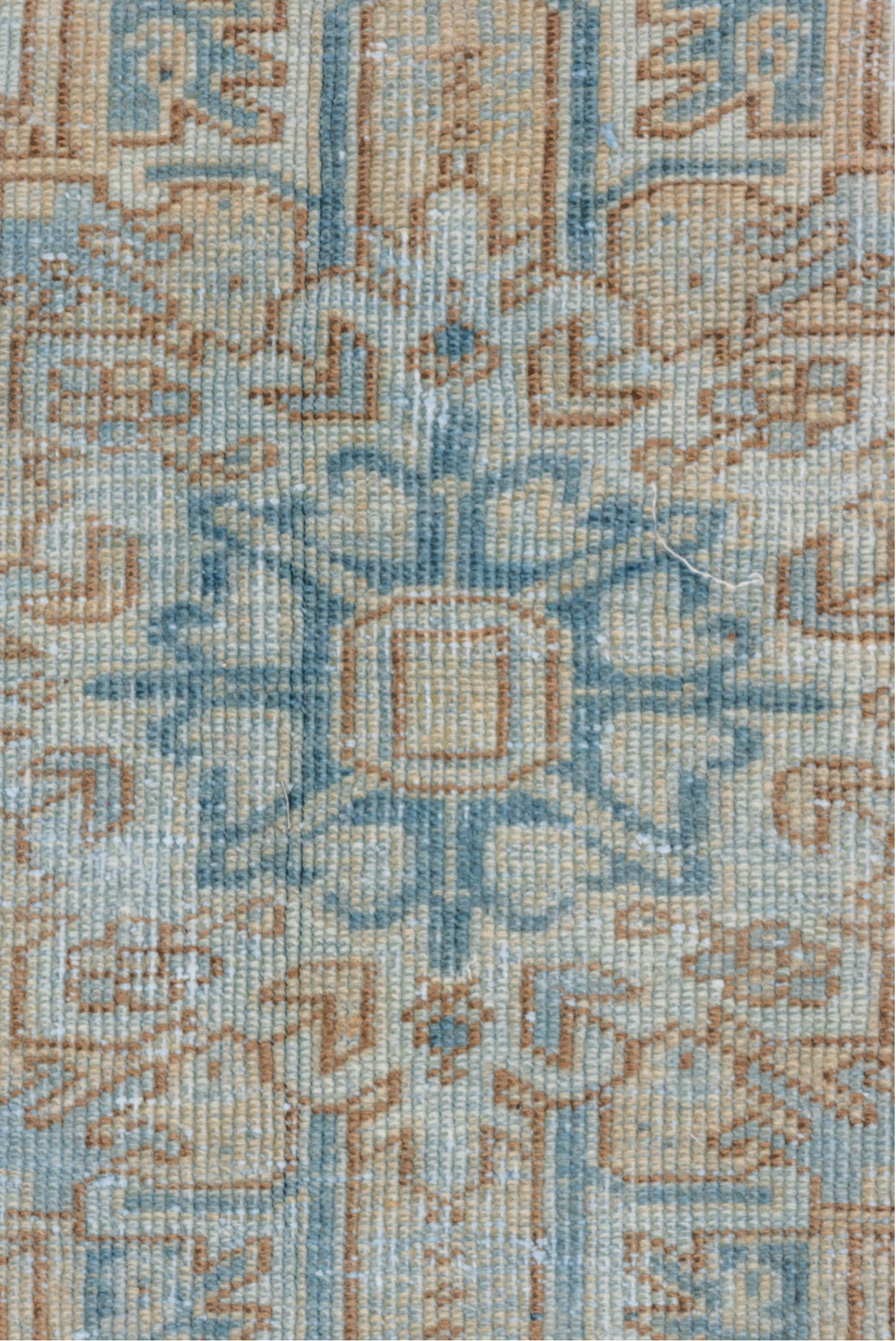 7' x 11' one-of-a-kind handmade vintage Heriz large size rug. Color palette: gray, light gray, off-white, light blue, blue