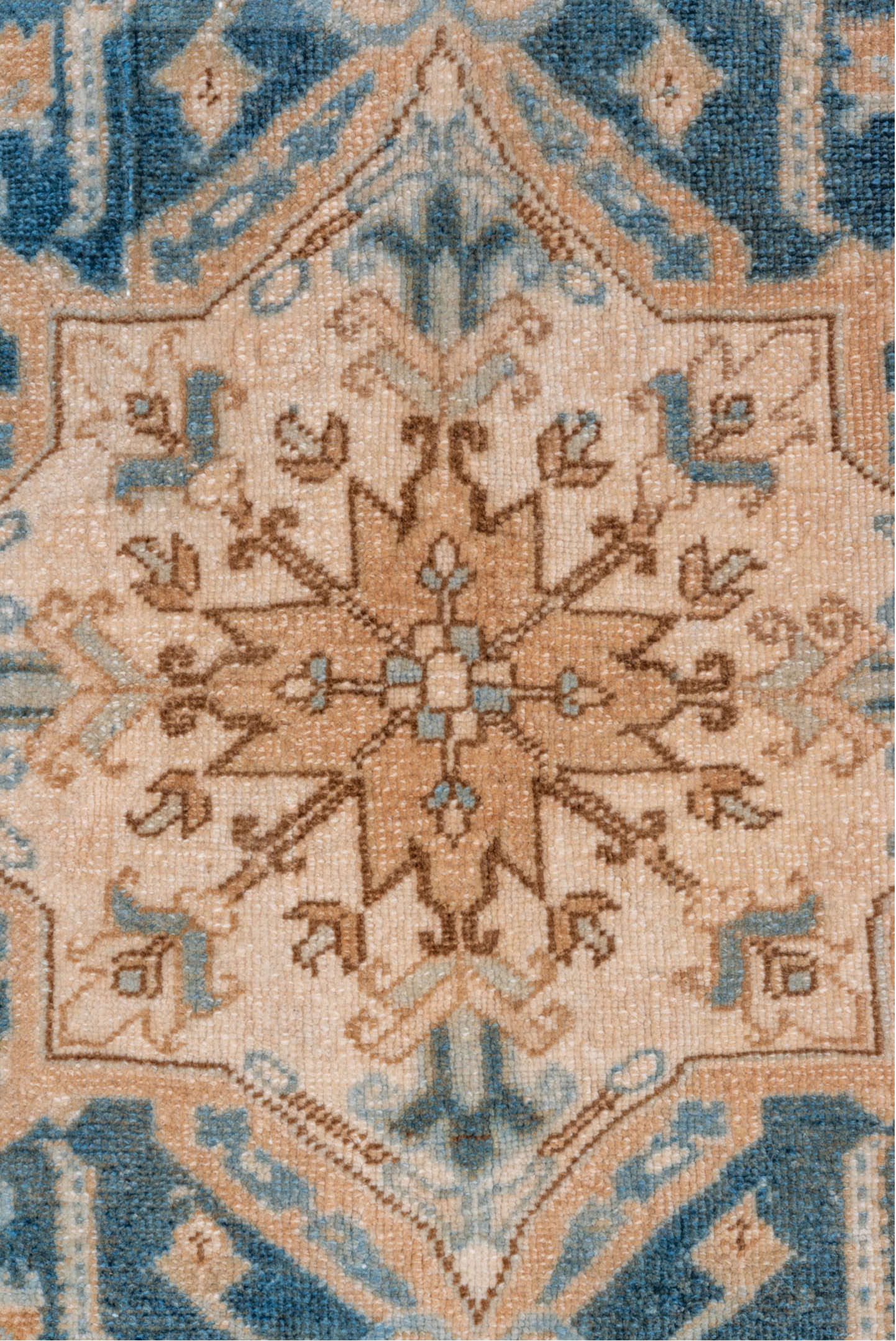 8' x 10' one-of-a-kind handmade vintage Heriz large size rug. Color palette: gray, blue, off-white, pink, orange, brown