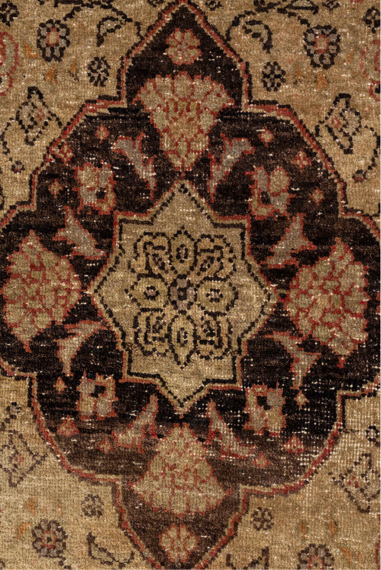 4' x 14' one-of-a-kind handmade vintage Oushak runner rug. Color palette: pink, brown, gray, orange