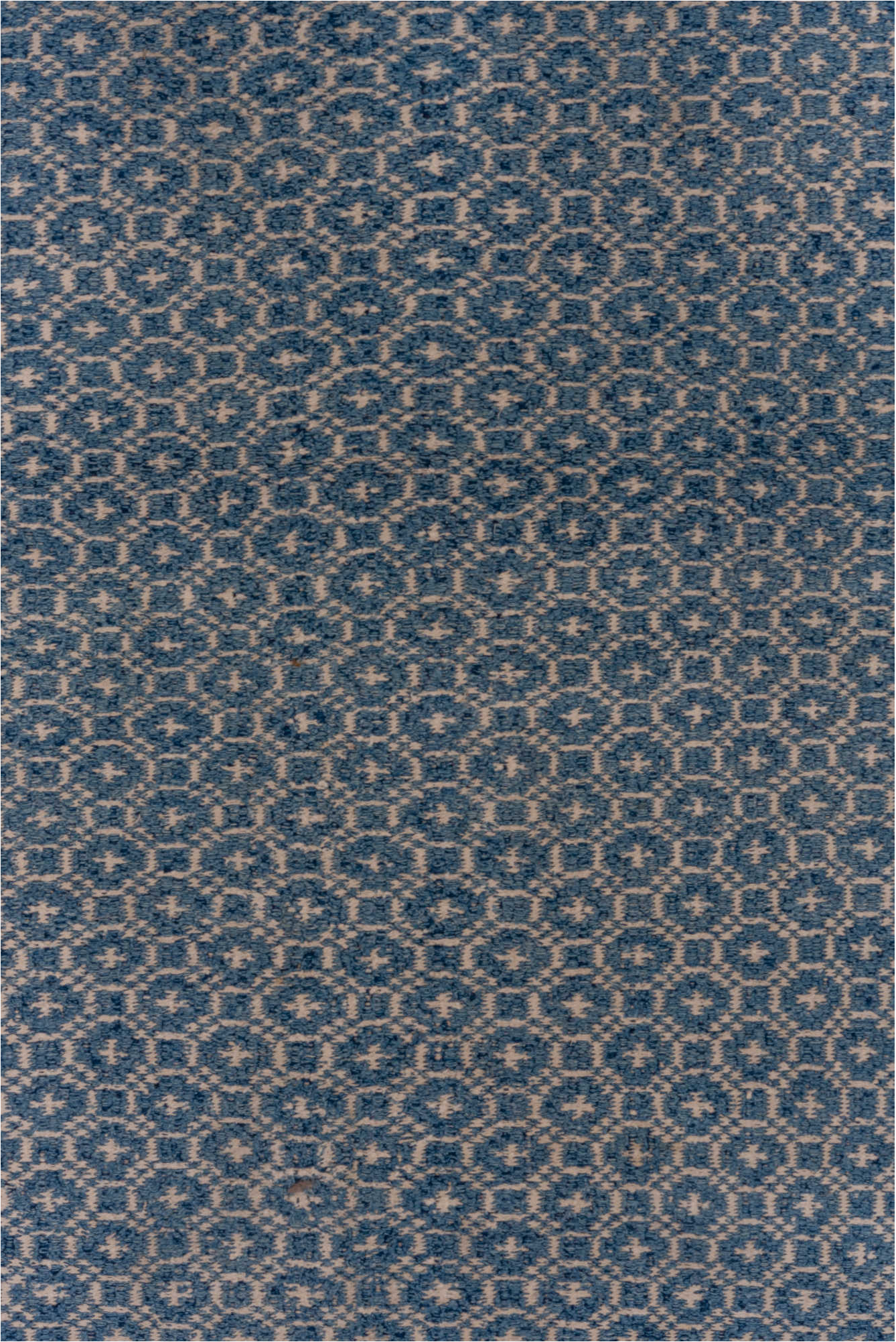 10' x 17' one-of-a-kind handmade vintage Kilim rug. Color palette: blue, fiord, gray, light blue, light gray, off-white