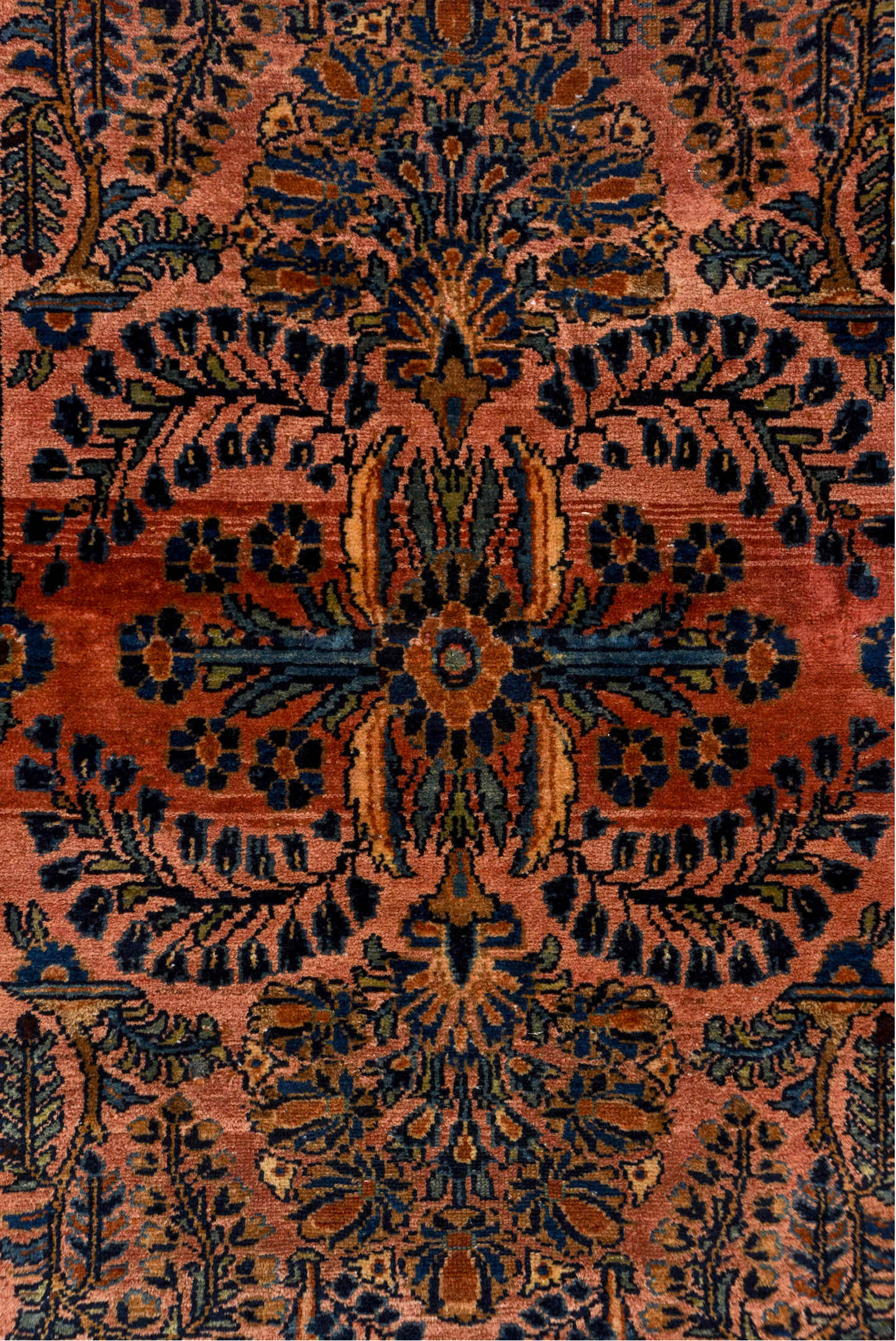 2' x 16' one-of-a-kind handmade vintage Lilian runner rug. Color palette: brown, pink, gray, red, off-white, redwood, white