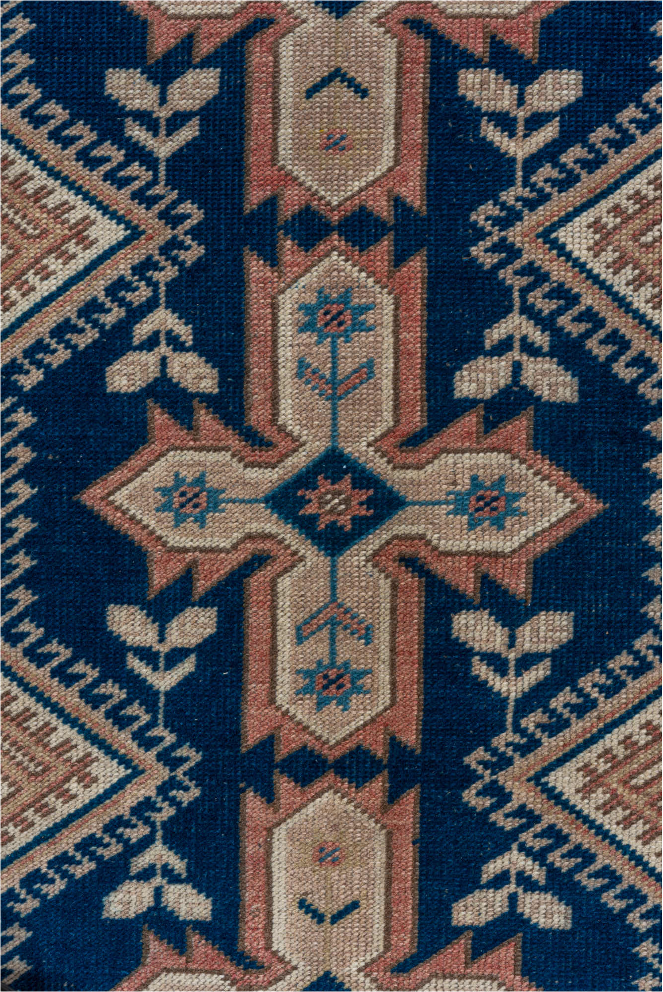 2' x 9' one-of-a-kind handmade vintage Oushak runner rug. Color palette: blue, gray, light gray, pink, slate gray