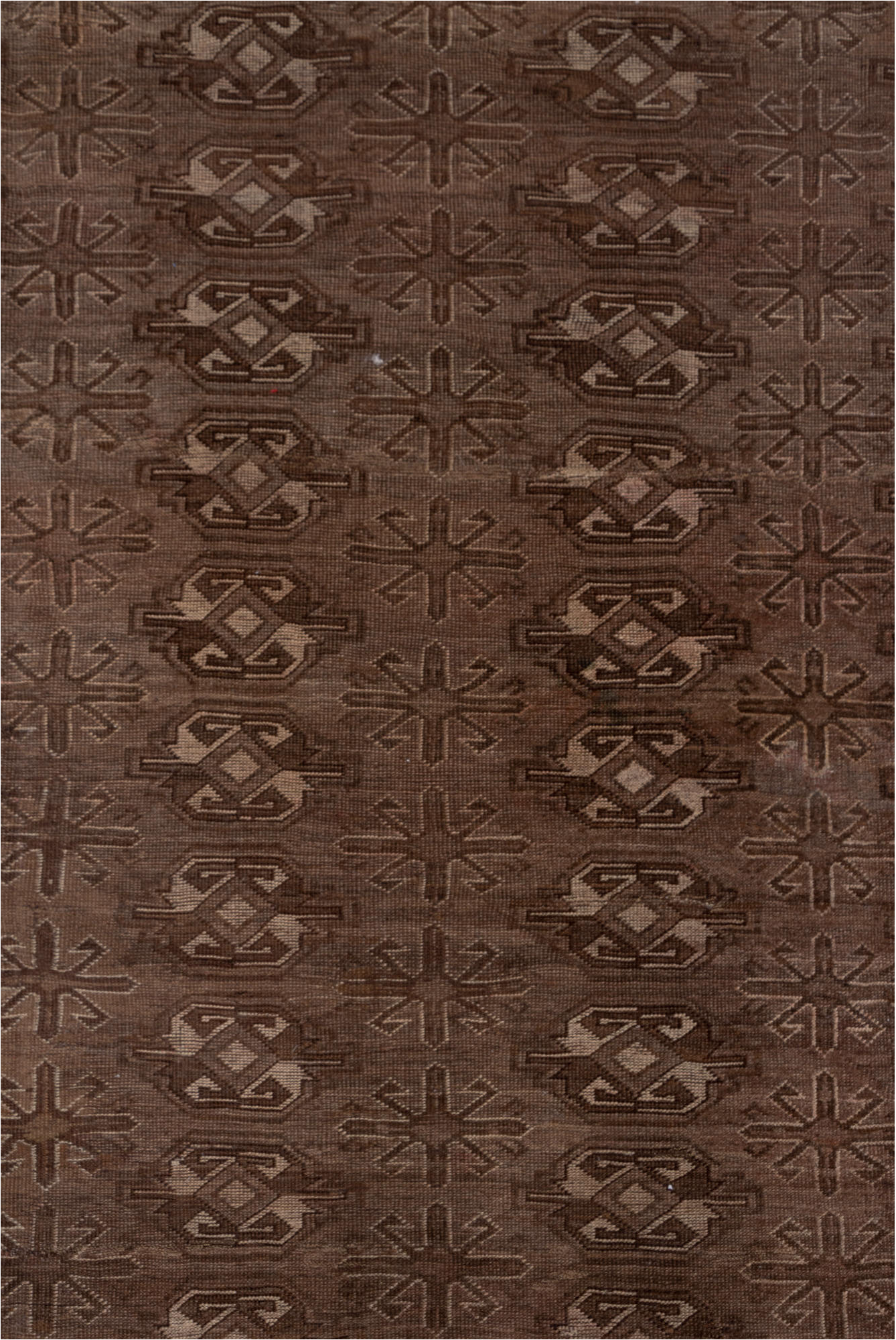 8' x 12' one-of-a-kind handmade vintage Afghan large size rug. Color palette: brown, gray