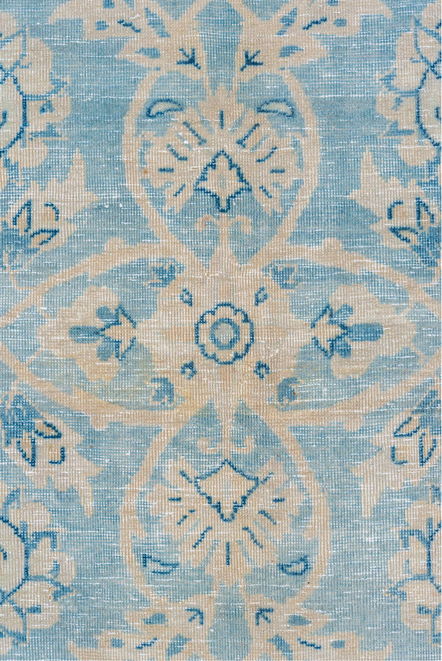 9' x 12' one-of-a-kind handmade vintage Tabriz large size rug. Color palette: light blue, light gray, gray, blue, off-white