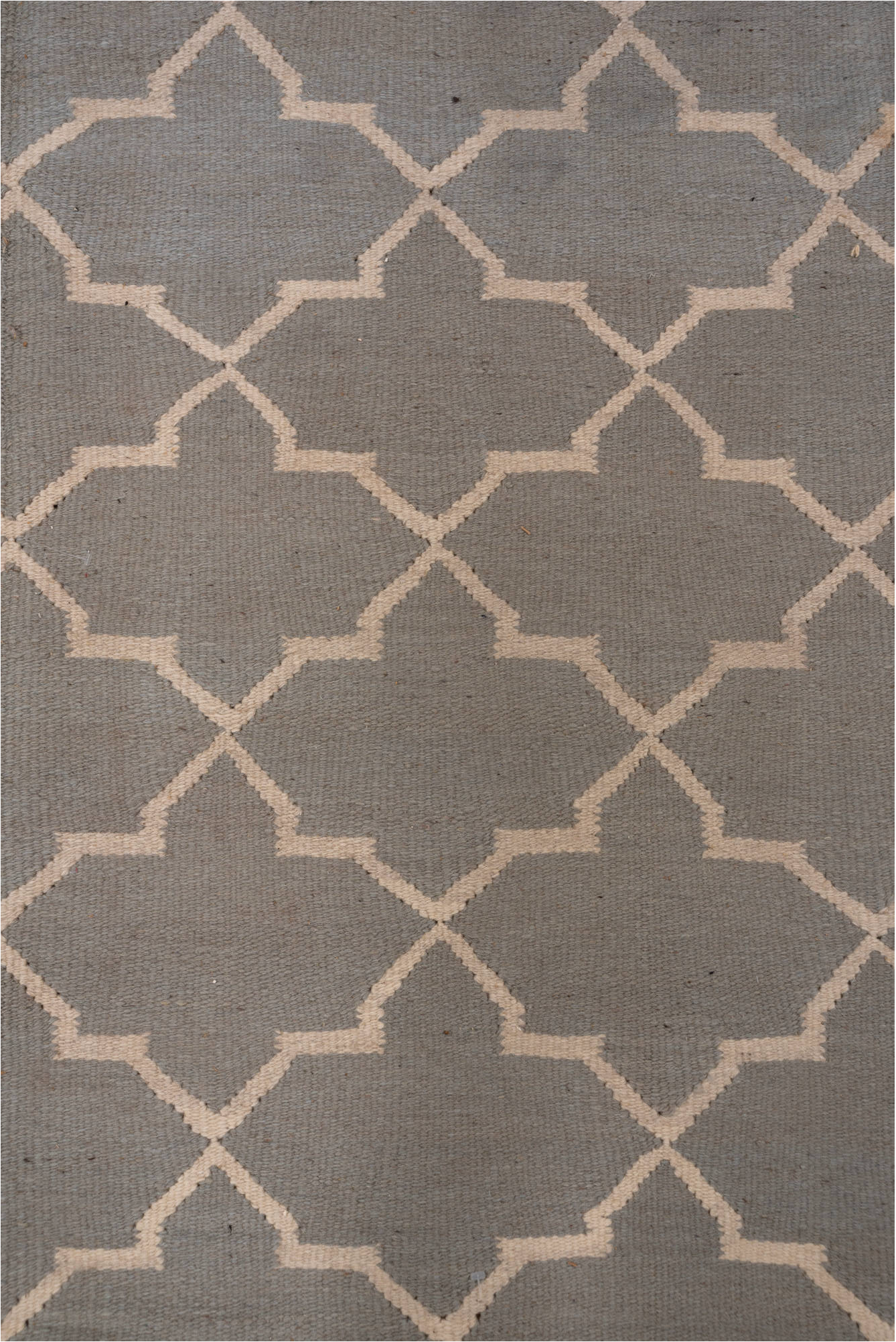 9' x 13' one-of-a-kind handmade vintage Kilim large size rug. Color palette: dark gray, gray, light gray, off-white, pink