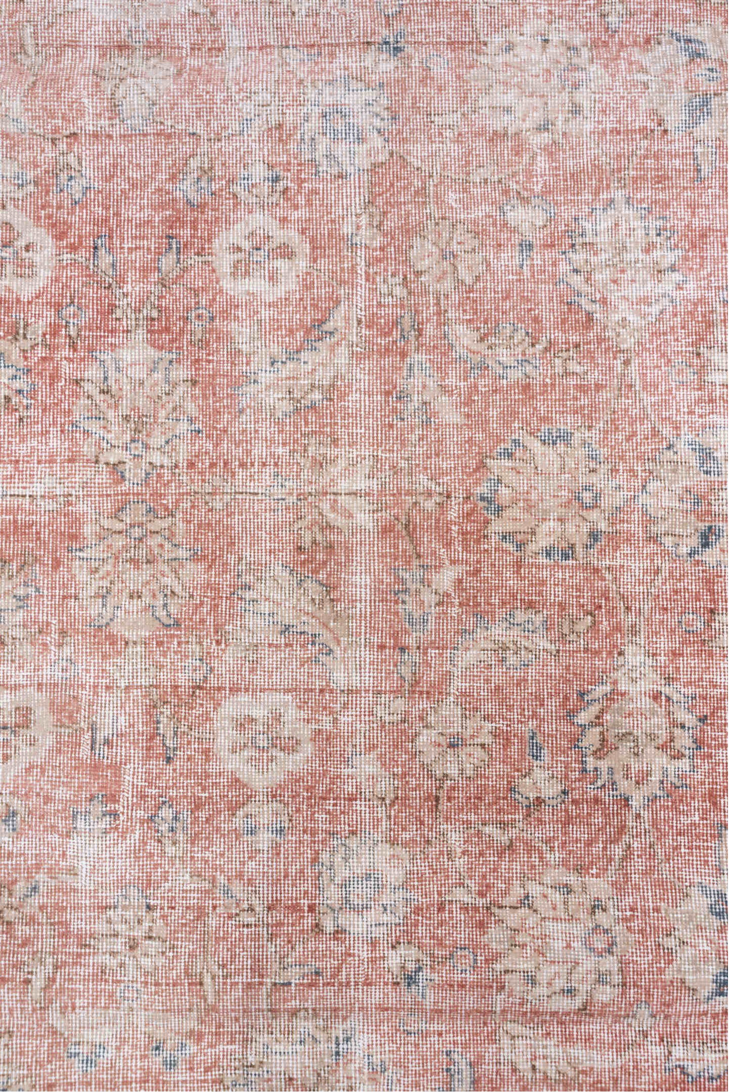 3' x 10' one-of-a-kind handmade vintage Oushak runner rug. Color palette: pink, gray, light gray, off-white, white, snow