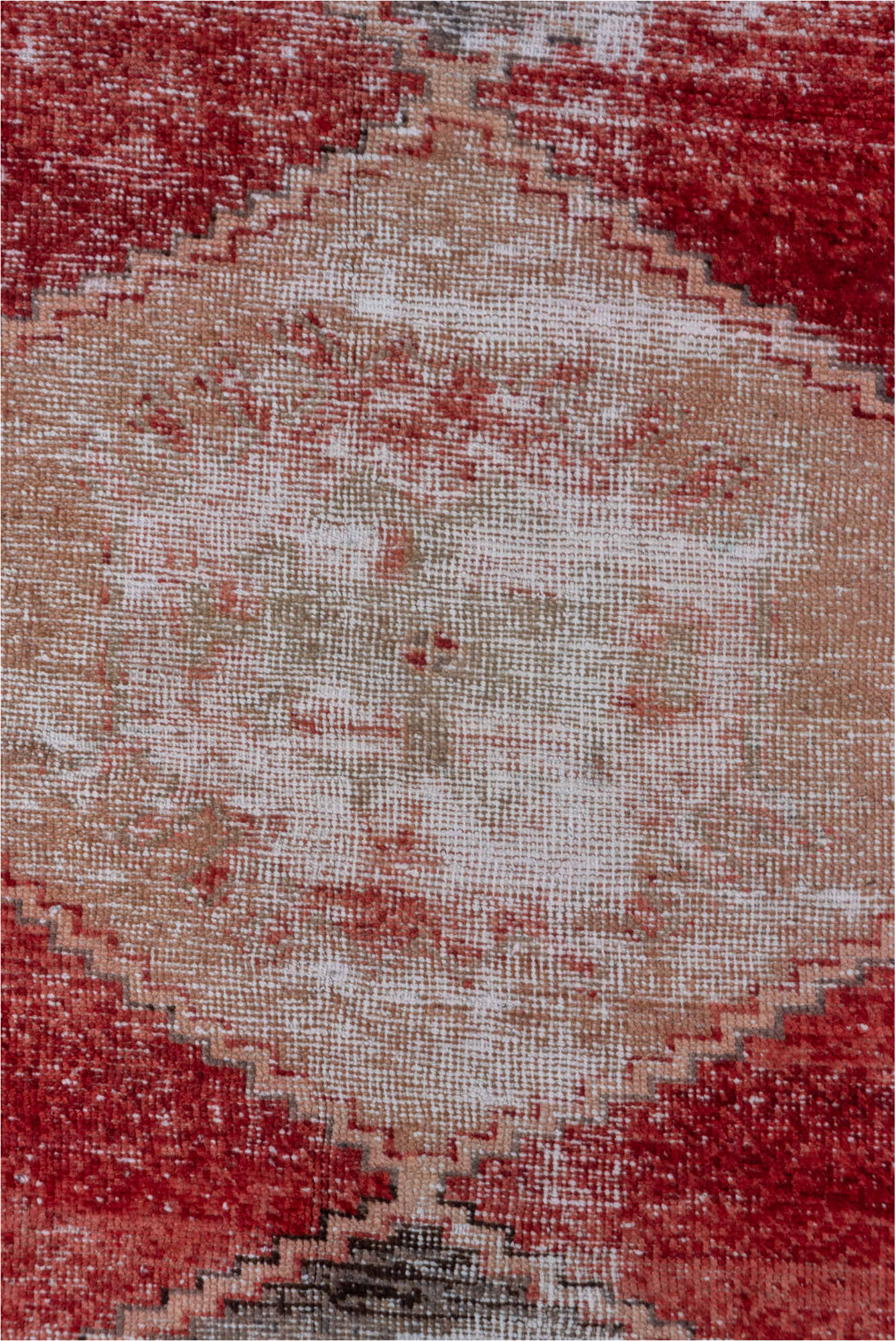 2' x 11' one-of-a-kind handmade vintage Oushak runner rug. Color palette: brown, gray, light gray, pink, red