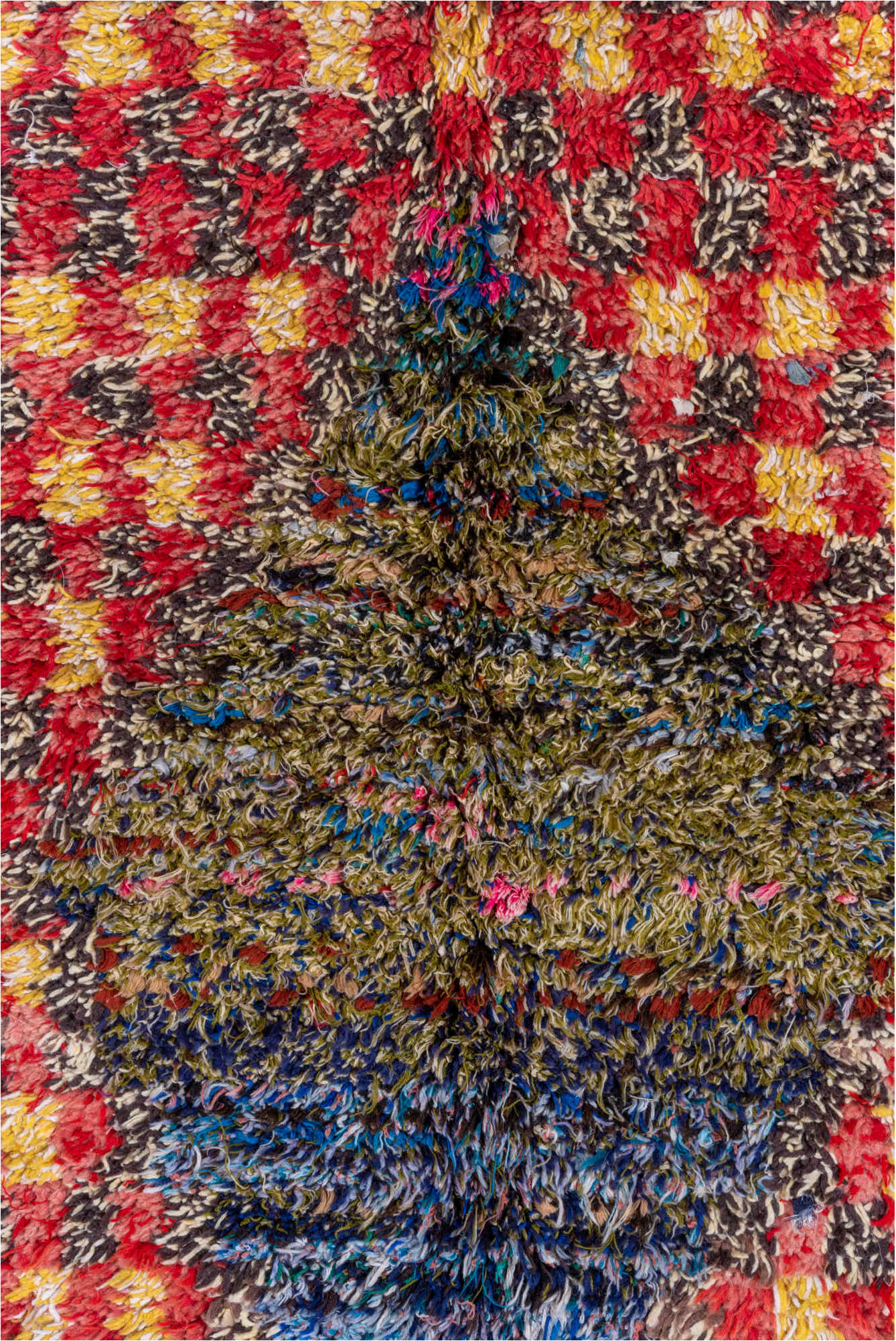 5' x 7' one-of-a-kind handmade vintage Rag Rug rug. Color palette: black, blue, brown, dark gray, fiord, gray, maroon