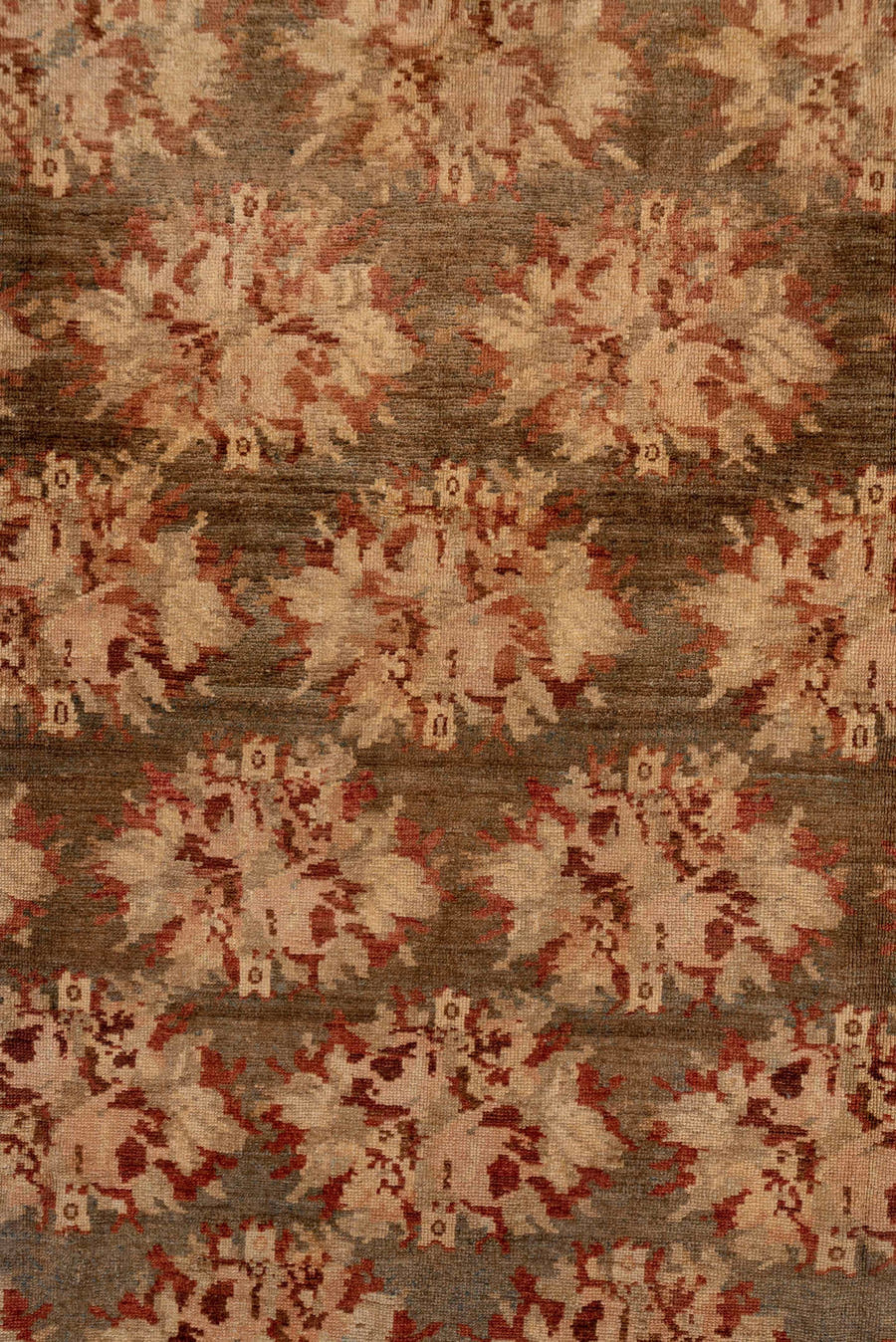 6' x 10' one-of-a-kind handmade antique Baktiary large size rug. Color palette: ivory, taupe, rust, blue_gray, rose, camel