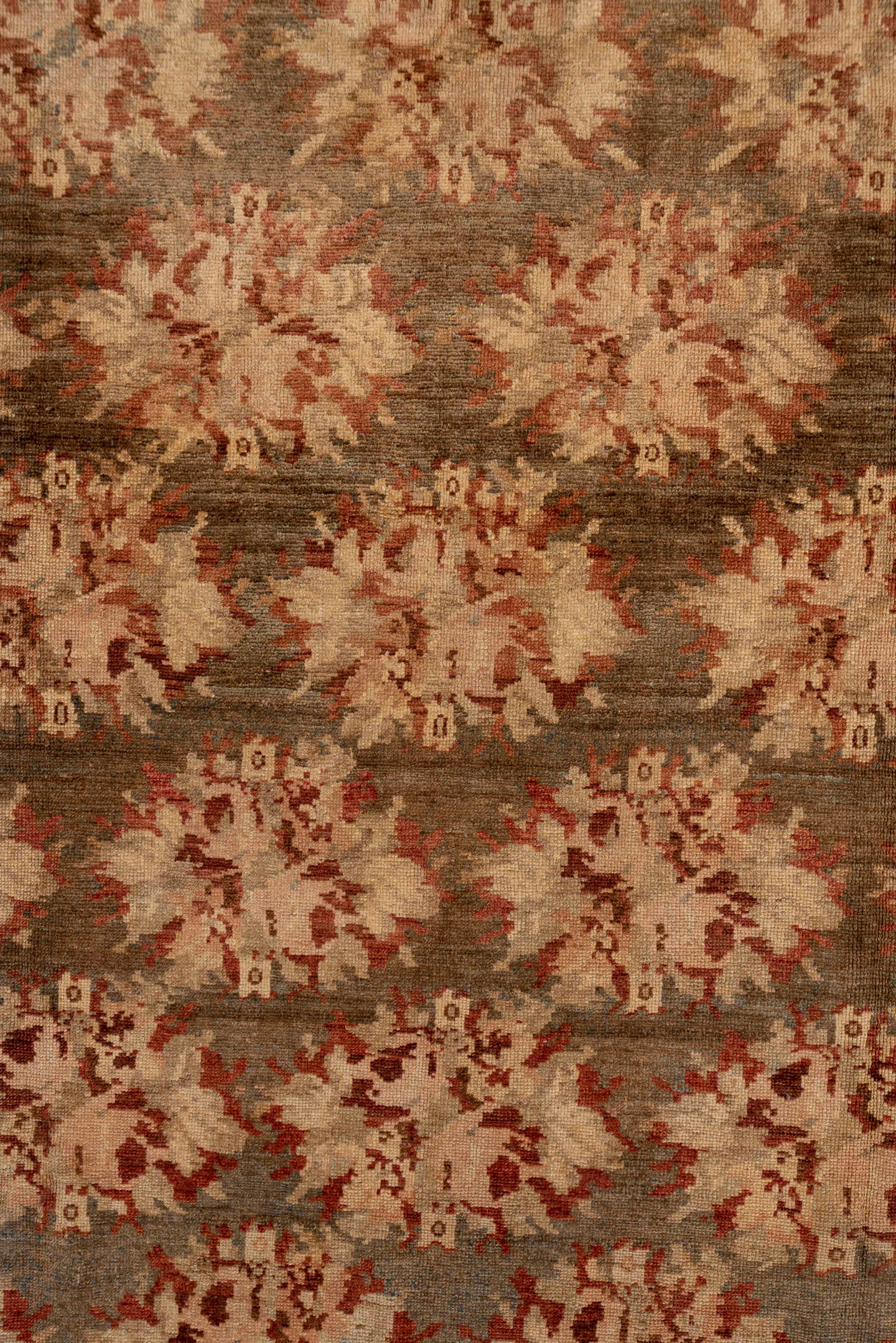 6' x 10' one-of-a-kind handmade antique Baktiary large size rug. Color palette: ivory, taupe, rust, blue_gray, rose, camel