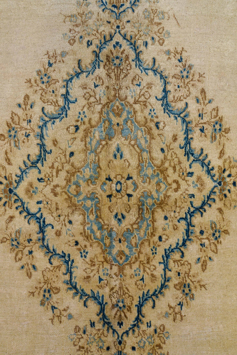 10' x 15' one-of-a-kind handmade antique Kazvin rug. Color palette: ivory, aqua, beige, navy, camel, taupe, teal, blue, gray