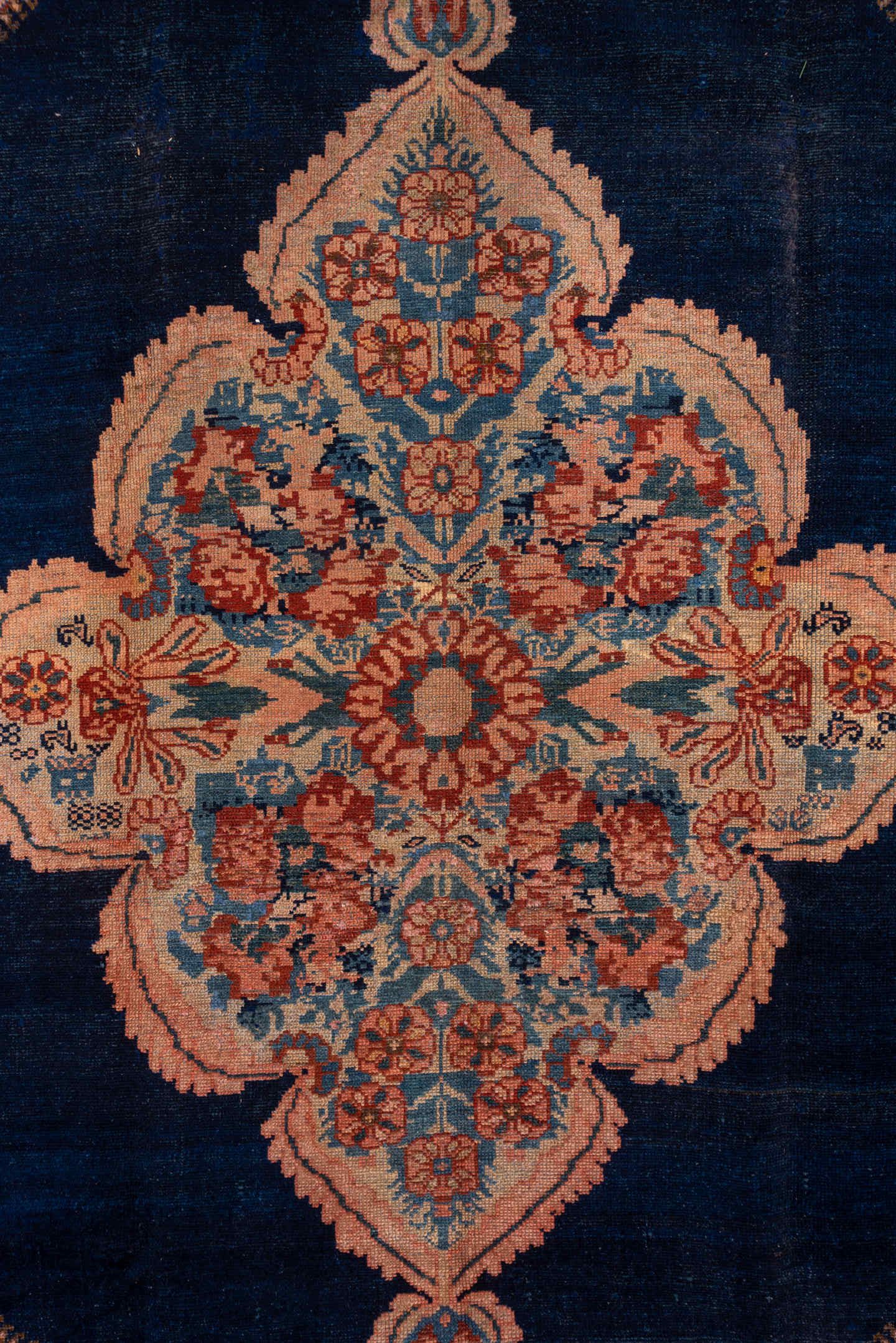 6' x 11' one-of-a-kind handmade vintage Malayer large size rug. Color palette: navy, rose, ivory, light_blue, rust, taupe