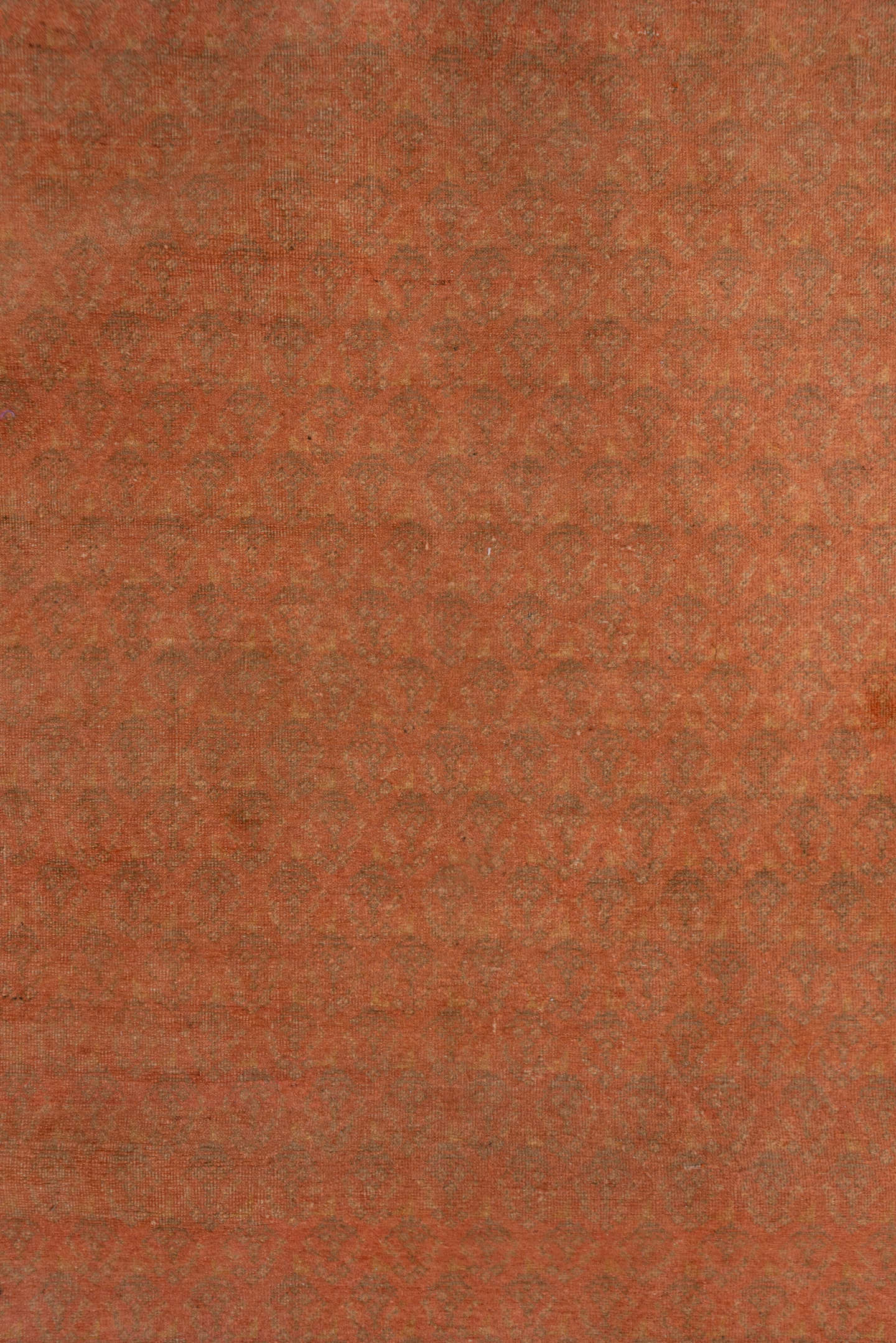 11' x 17' one-of-a-kind handmade vintage Saraband oversize rug. Color palette: terra cotta, salmon, rust, apricot, camel