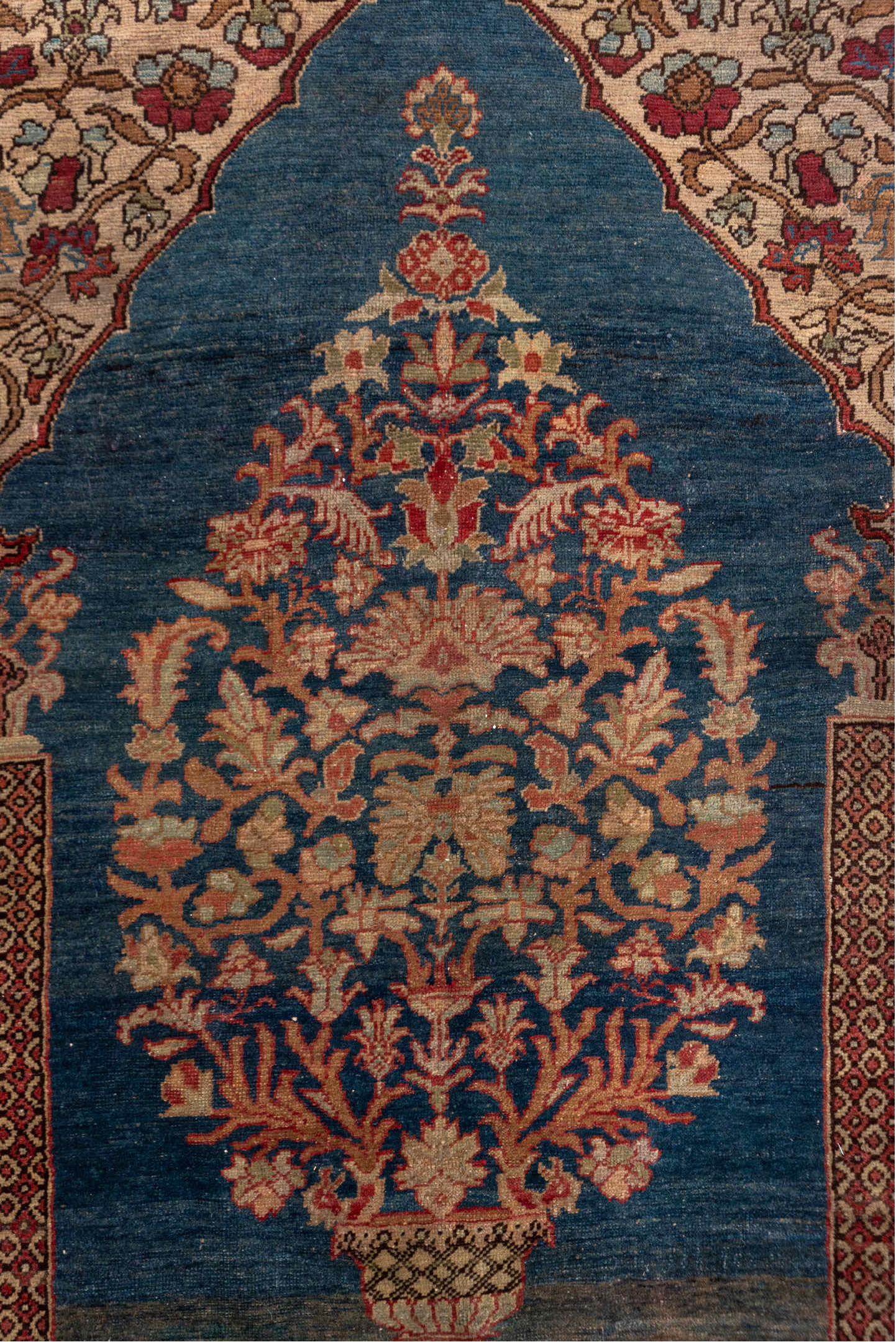 4' x 6' one-of-a-kind handmade vintage Kaisary small size rug. Color palette: black, blue, brown, charcoal, gray, red