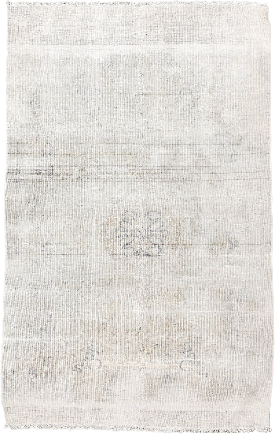 3' x 6' one-of-a-kind handmade antique Sivas small size rug. Color palette: ivory, cream, taupe, pale gray, beige, gray