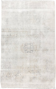 3' x 6' one-of-a-kind handmade antique Sivas small size rug. Color palette: ivory, cream, taupe, pale gray, beige, gray
