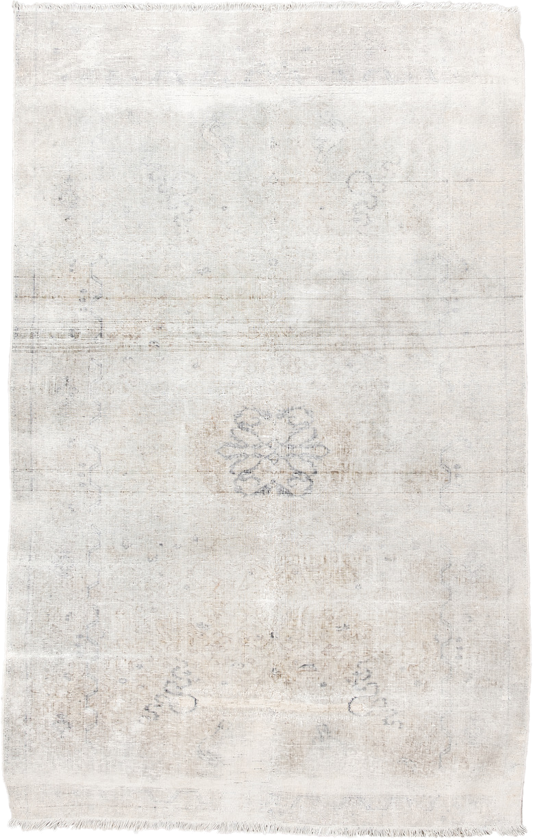 3' x 6' one-of-a-kind handmade antique Sivas small size rug. Color palette: ivory, cream, taupe, pale gray, beige, gray