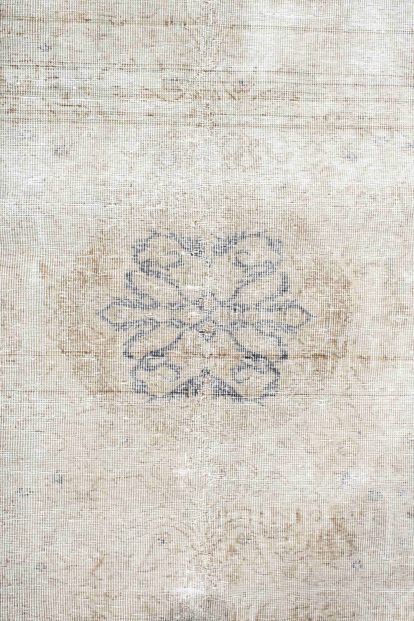 3' x 6' one-of-a-kind handmade antique Sivas small size rug. Color palette: ivory, cream, taupe, pale gray, beige, gray
