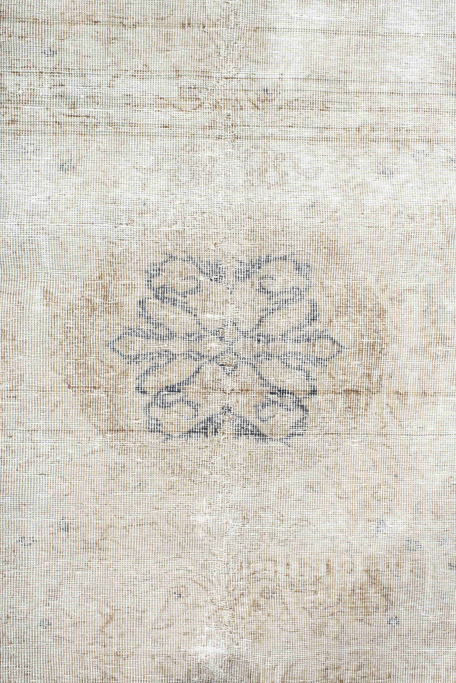 3' x 6' one-of-a-kind handmade antique Sivas small size rug. Color palette: ivory, cream, taupe, pale gray, beige, gray