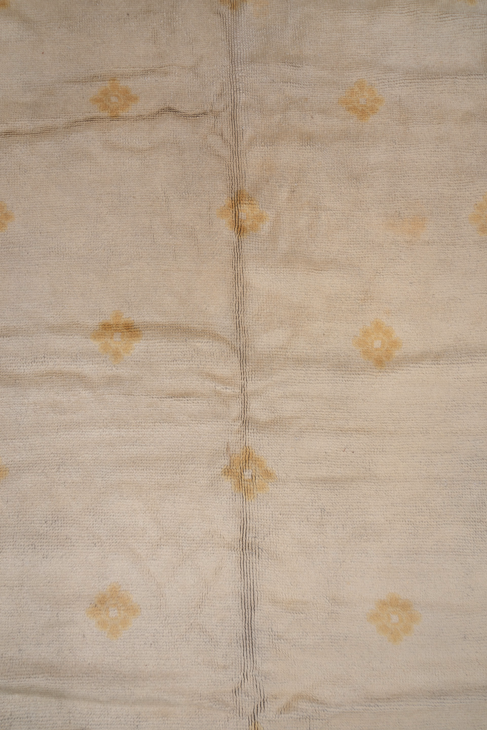 10' x 17' one-of-a-kind handmade antique Savonnerie rug. Color palette: ivory, camel, gold, cream, beige