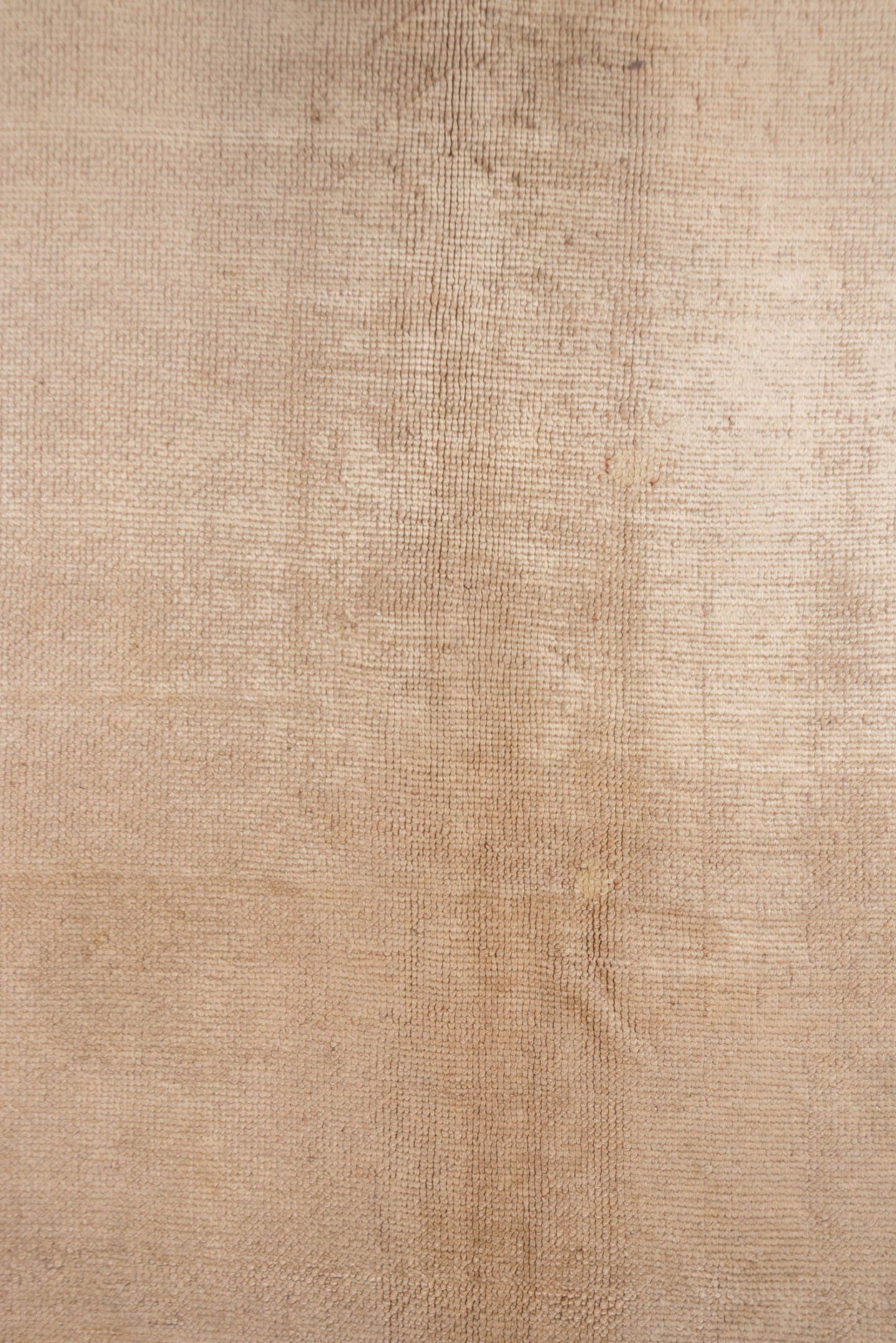 6' x 15' one-of-a-kind handmade antique Oushak rug. Color palette: beige, taupe, ivory, lavender, camel, gray, light gray