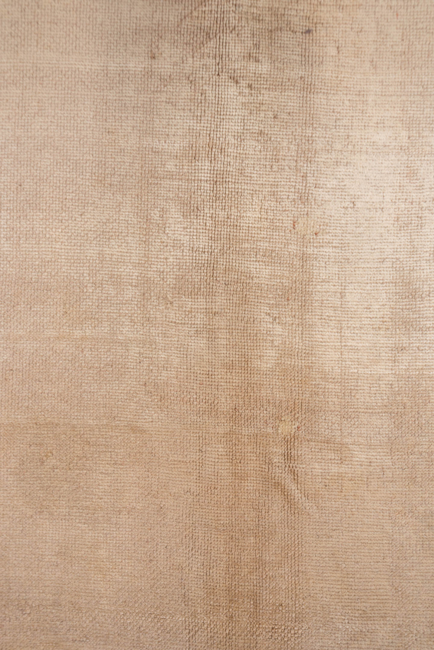 6' x 15' one-of-a-kind handmade antique Oushak rug. Color palette: beige, taupe, ivory, lavender, camel, gray, light gray