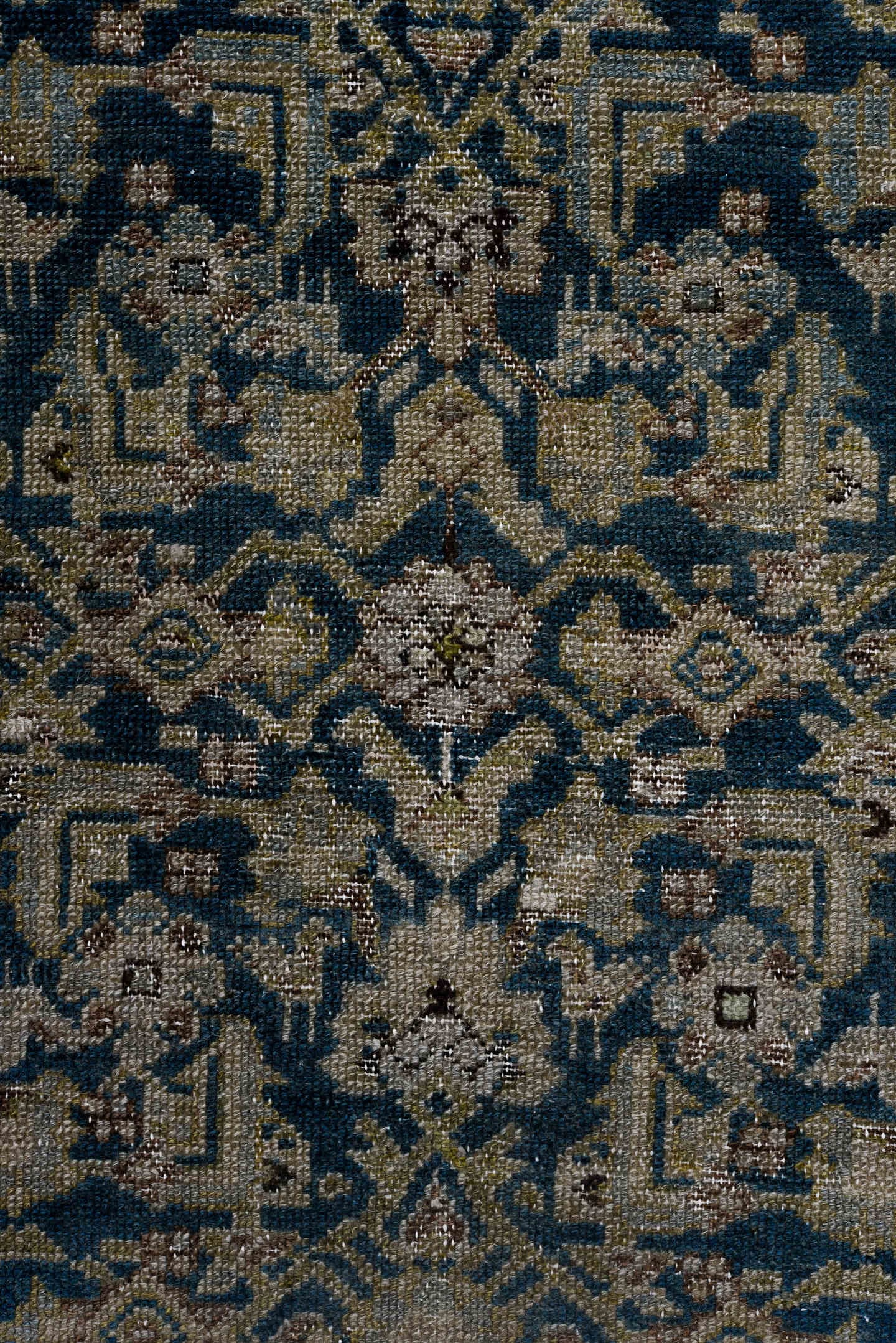 3' x 15' one-of-a-kind handmade antique Malayer runner rug. Color palette: blue, ivory, rust, navy, camel, brown, terracotta