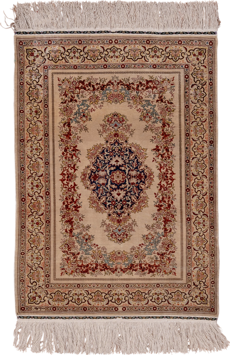 2' x 3' one-of-a-kind handmade vintage Hereke small size rug. Color palette: black, brown, dim gray, gray, light gray