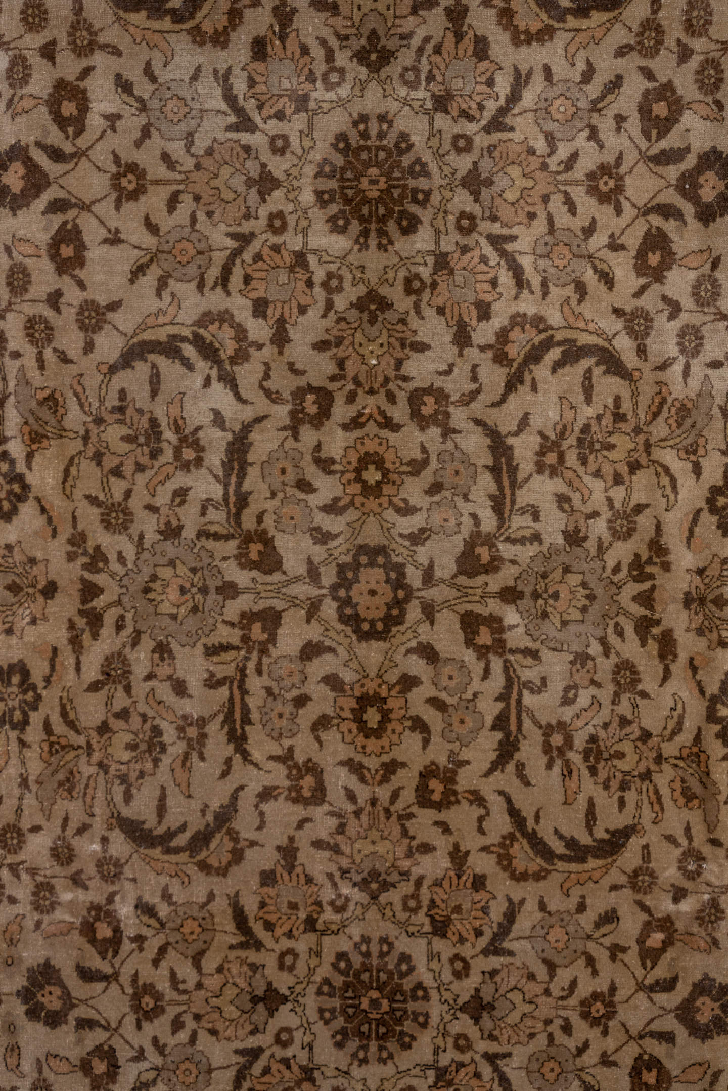 6' x 10' one-of-a-kind handmade antique Sivas large size rug. Color palette: brown, ivory, taupe, camel, charcoal, beige