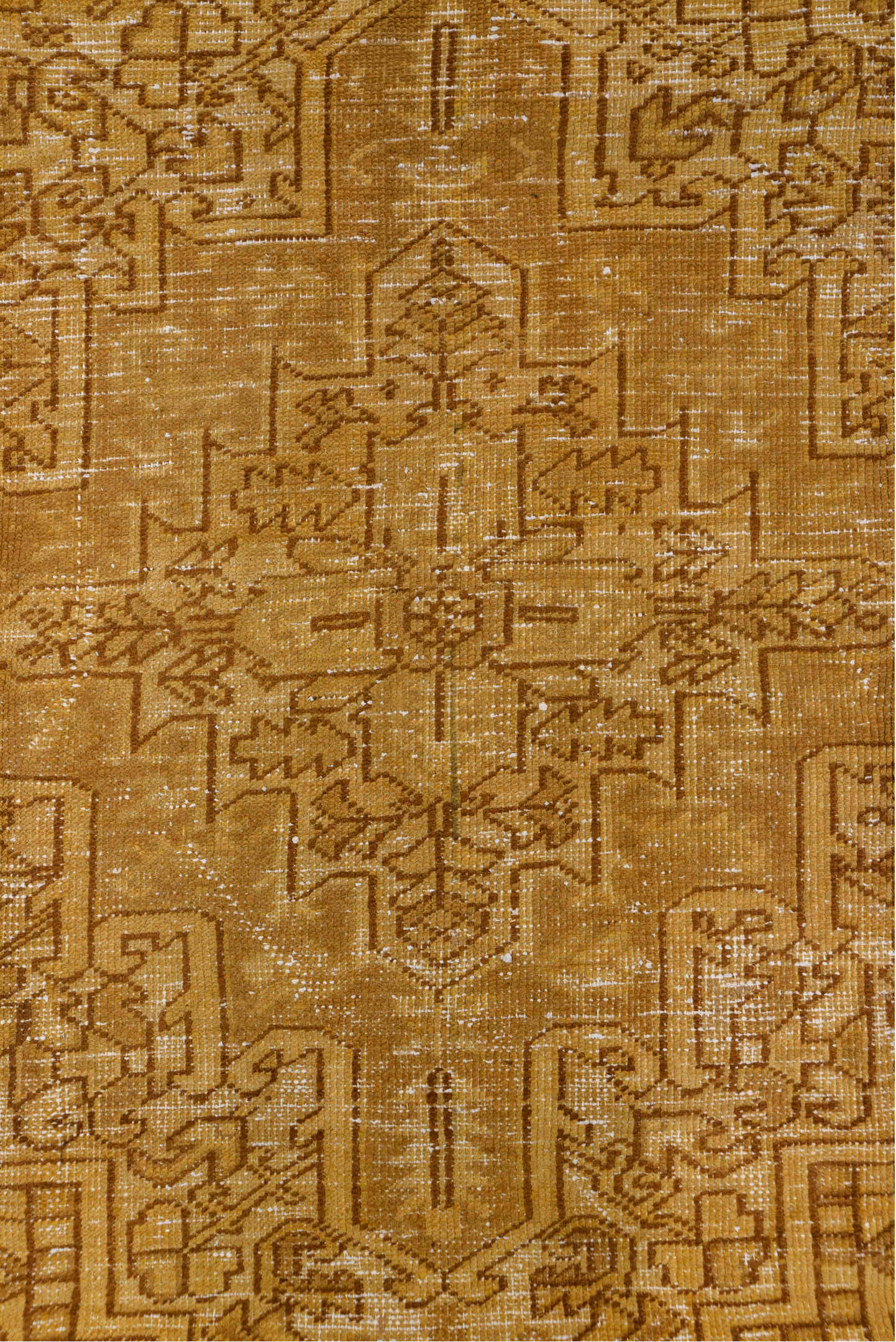 7' x 9' one-of-a-kind handmade antique Heriz rug. Color palette: camel, tan, taupe, beige, brown, ivory, gray