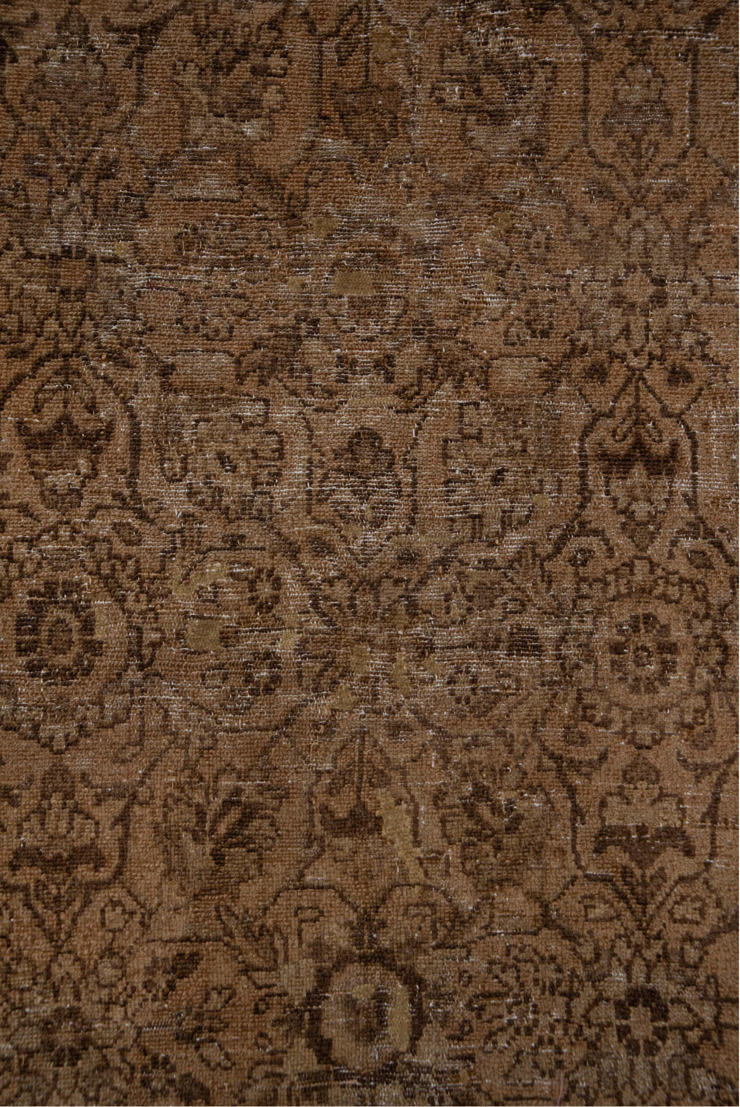 3' x 7' one-of-a-kind handmade antique Hamadan runner rug. Color palette: taupe, camel, brown, beige, ivory, ochre, gray