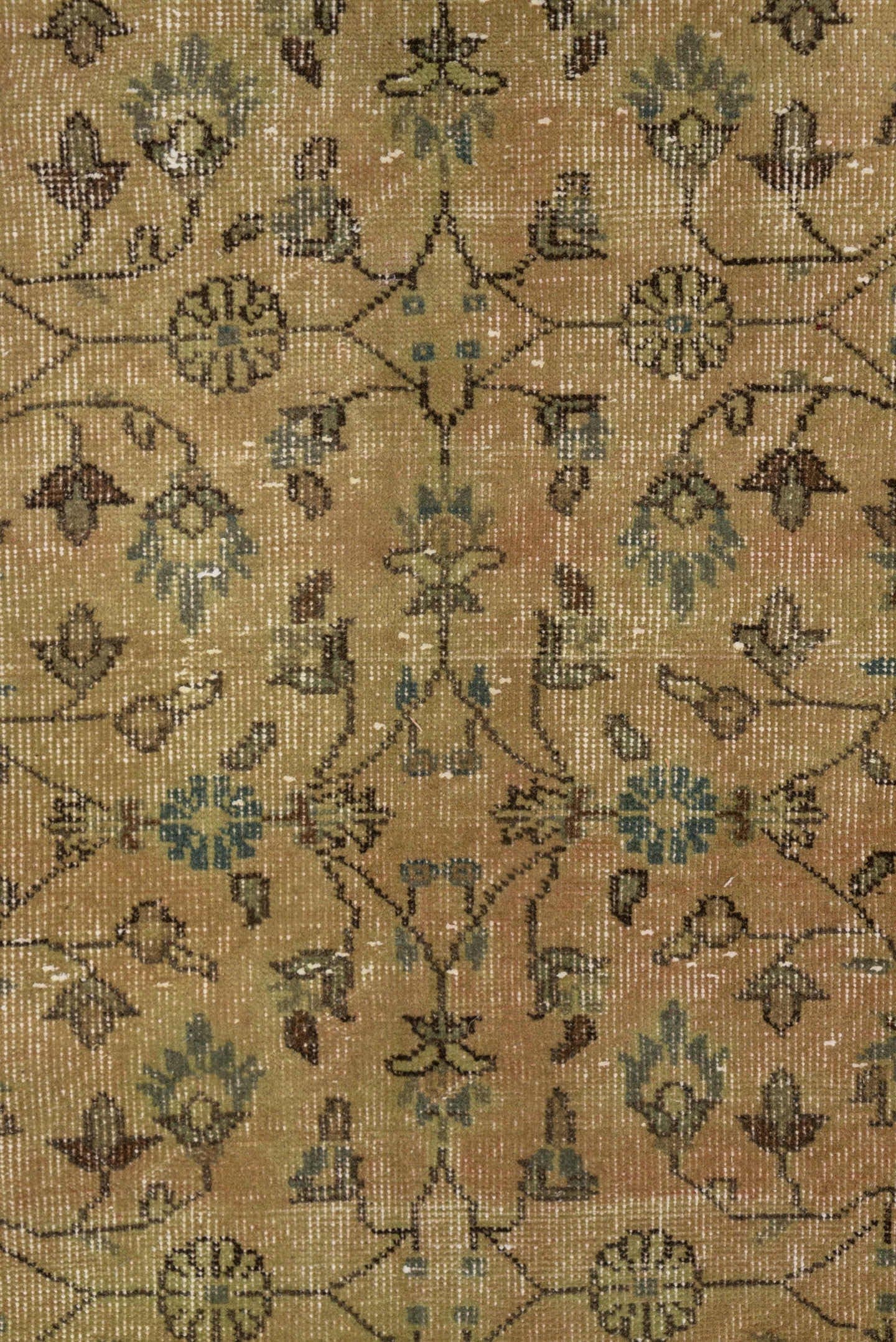 6' x 10' one-of-a-kind handmade vintage Overdyed large size rug. Color palette: olive, taupe, brown, sage, charcoal, green