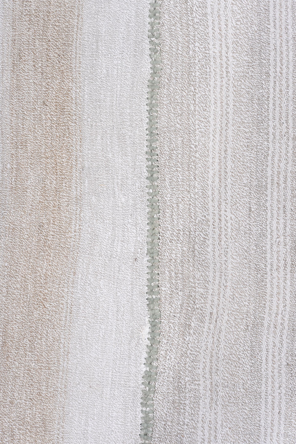10' x 14' one-of-a-kind handmade antique Flatweave large size rug. Color palette: ivory, taupe, beige, camel, greige, gray