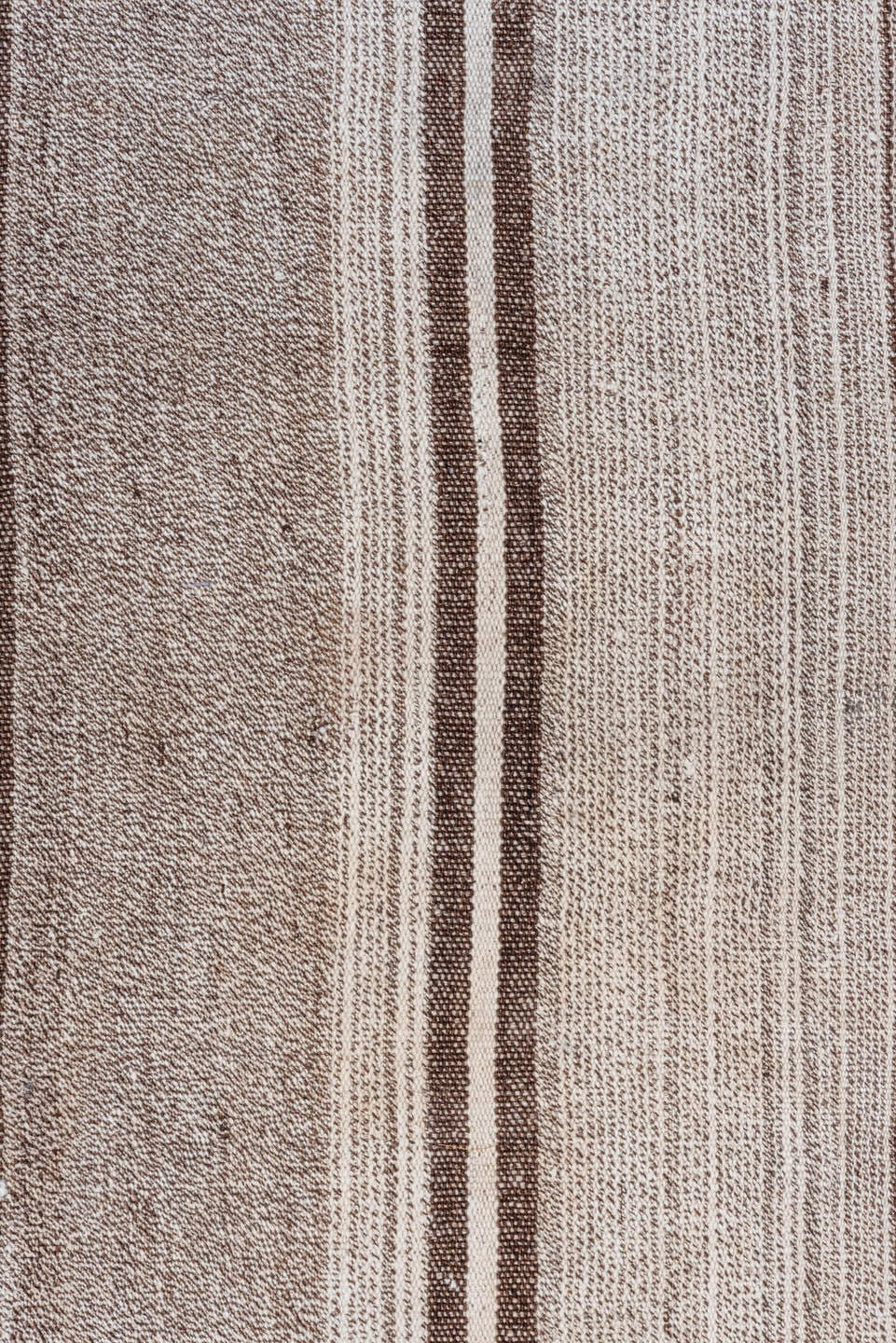 8' x 13' one-of-a-kind handmade antique Flatweave large size rug. Color palette: taupe, ivory, brown, gray, beige