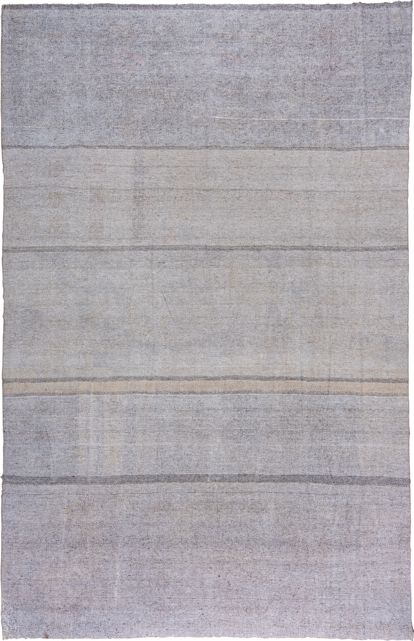 10' x 16' one-of-a-kind handmade antique Flatweave rug. Color palette: ivory, taupe, gray, greige, beige