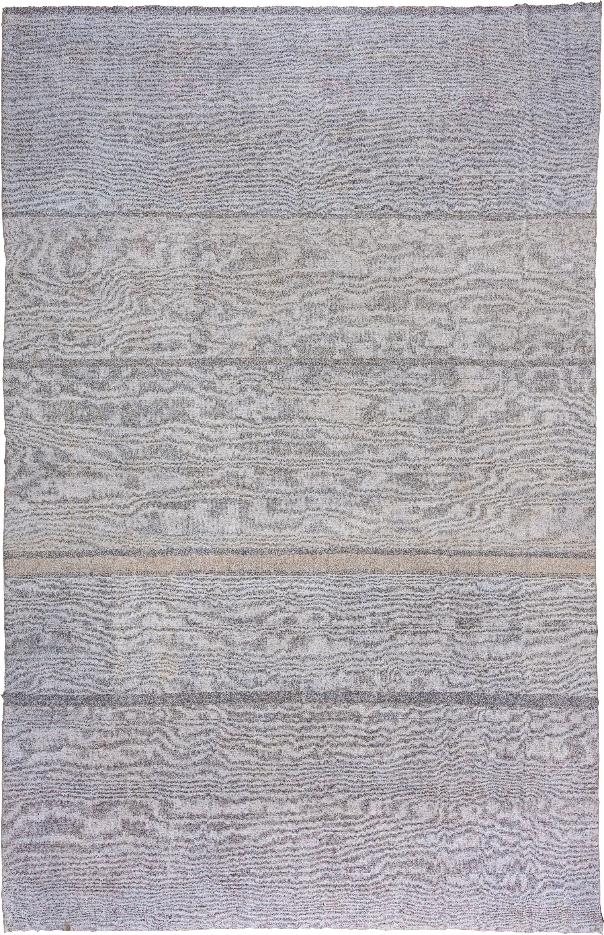 10' x 16' one-of-a-kind handmade antique Flatweave rug. Color palette: ivory, taupe, gray, greige, beige