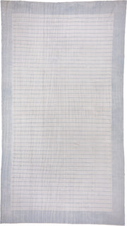 9' x 17' one-of-a-kind handmade antique Dhurrie rug. Color palette: pale blue, ivory, sky blue, light blue