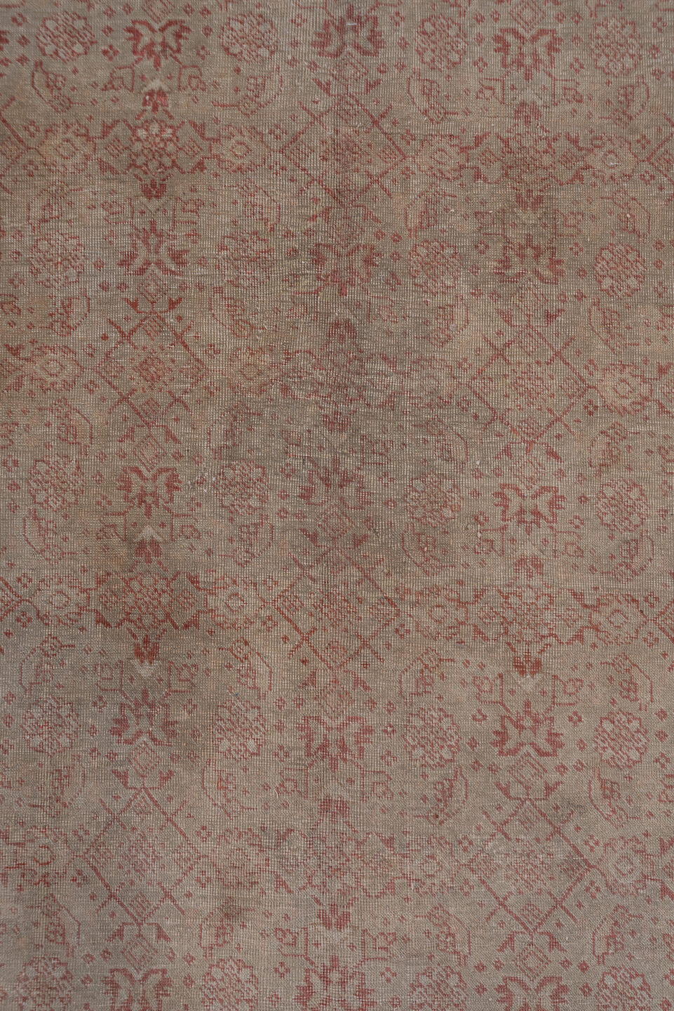 11' x 14' one-of-a-kind handmade antique Tabriz oversize rug. Color palette: rose, ivory, terra cotta, taupe, camel, sienna
